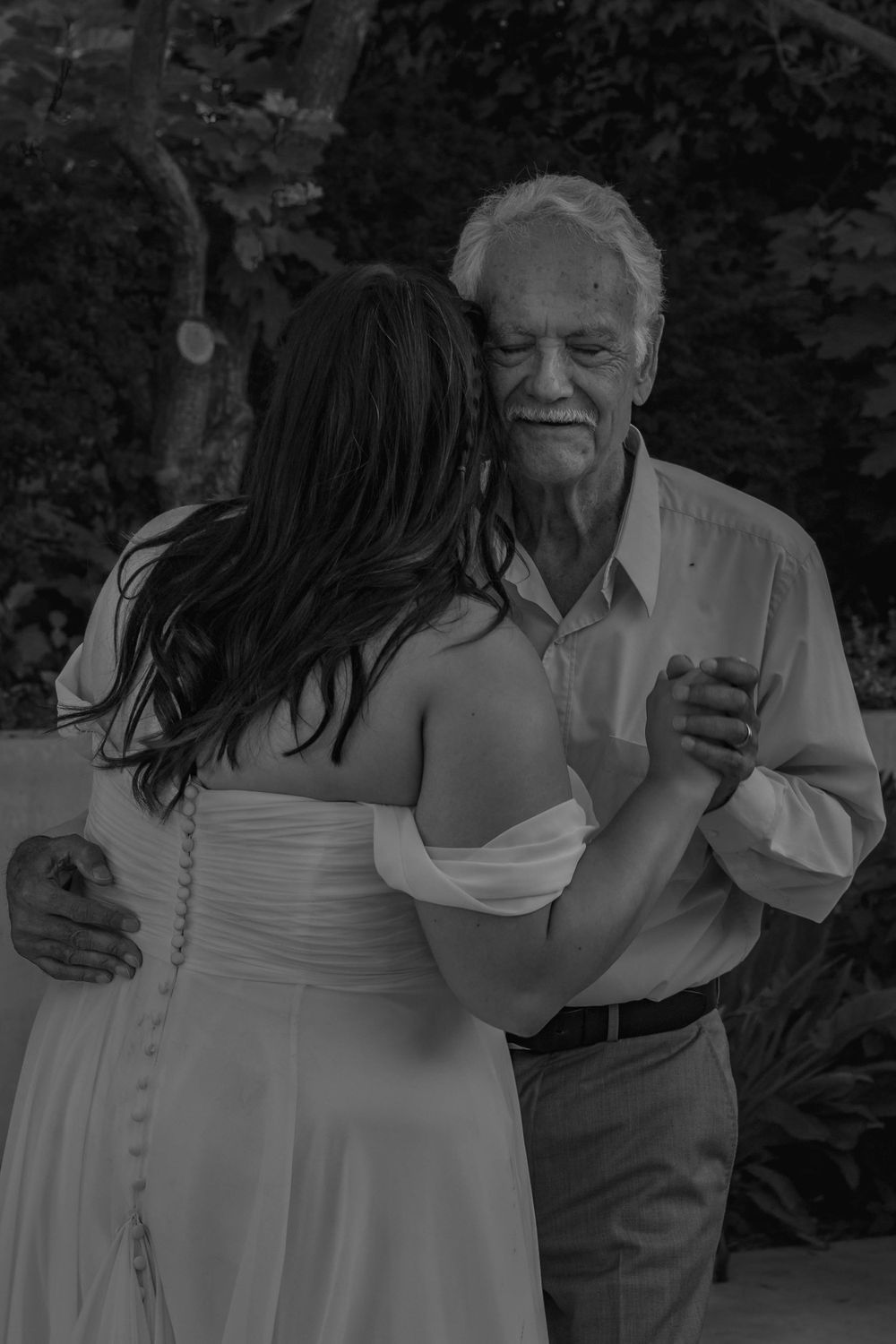 Bride dancing with Grandfather on wedding day at Catelli's in Geyserville, CA.