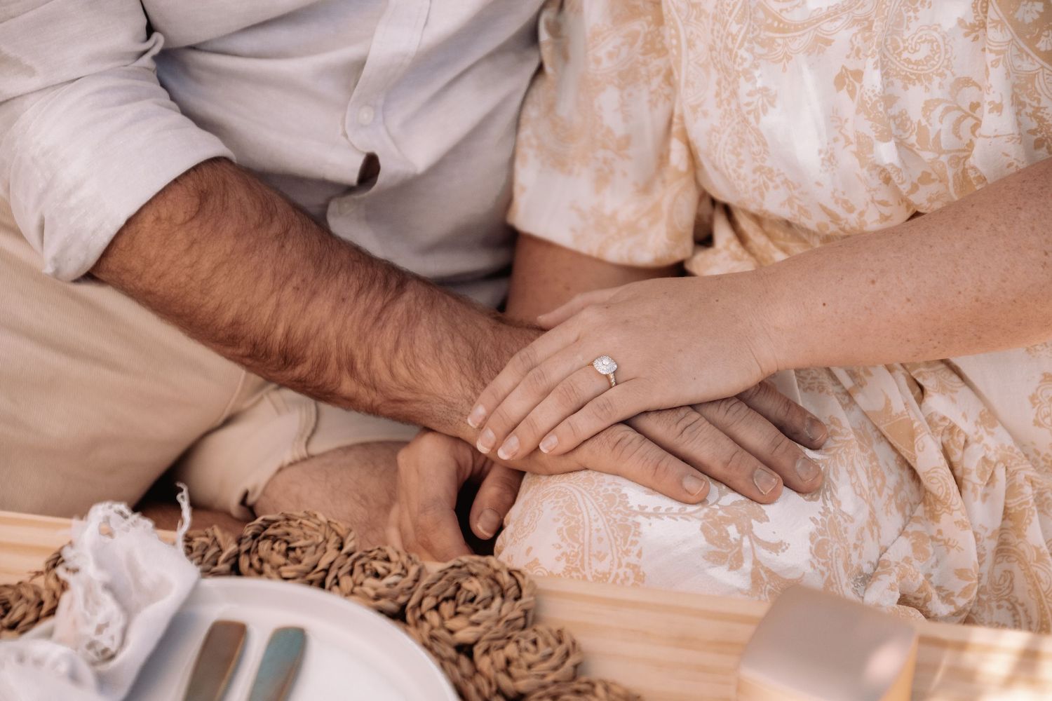 Engagement Ring shot at a pop up picnic
