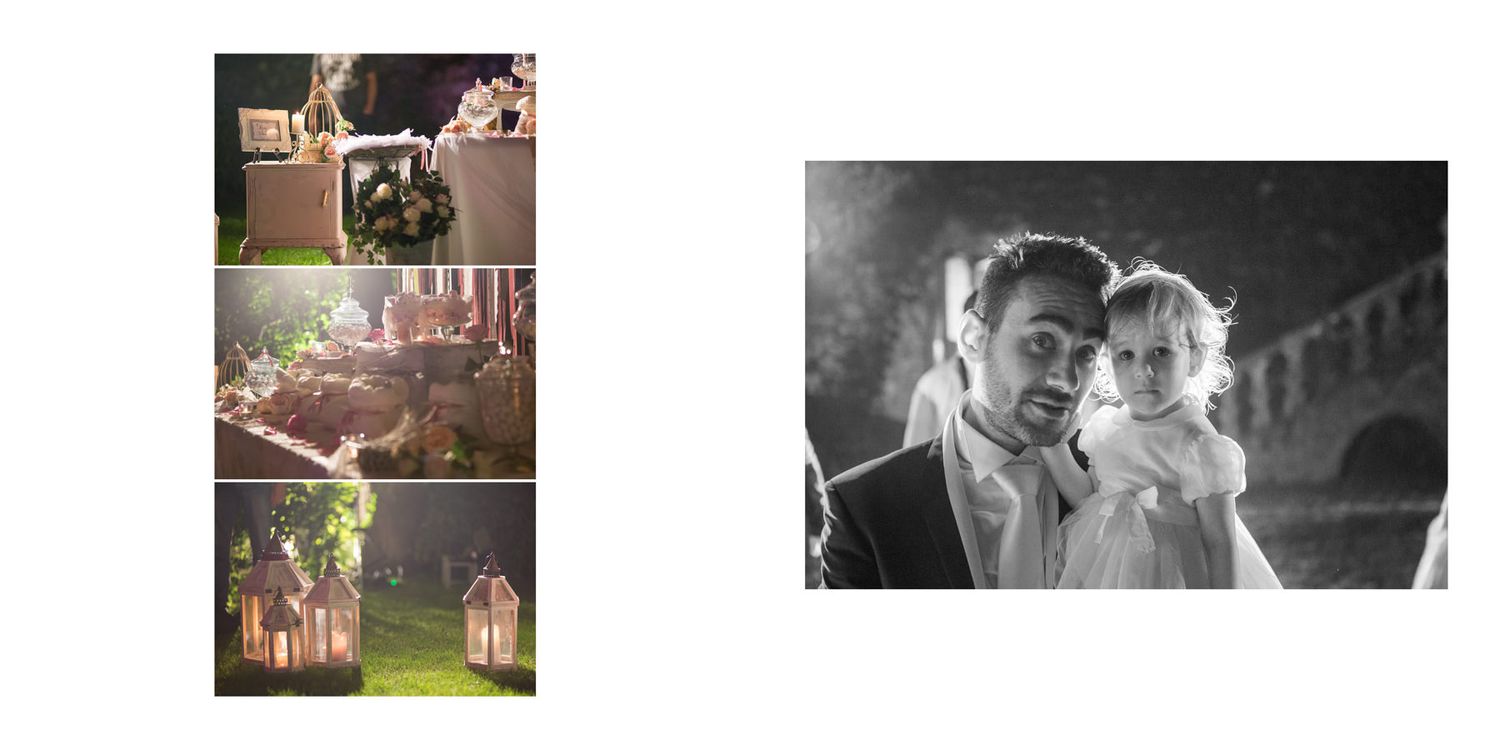 Wedding celebration photos showing dancing and joyful moments at an evening reception.