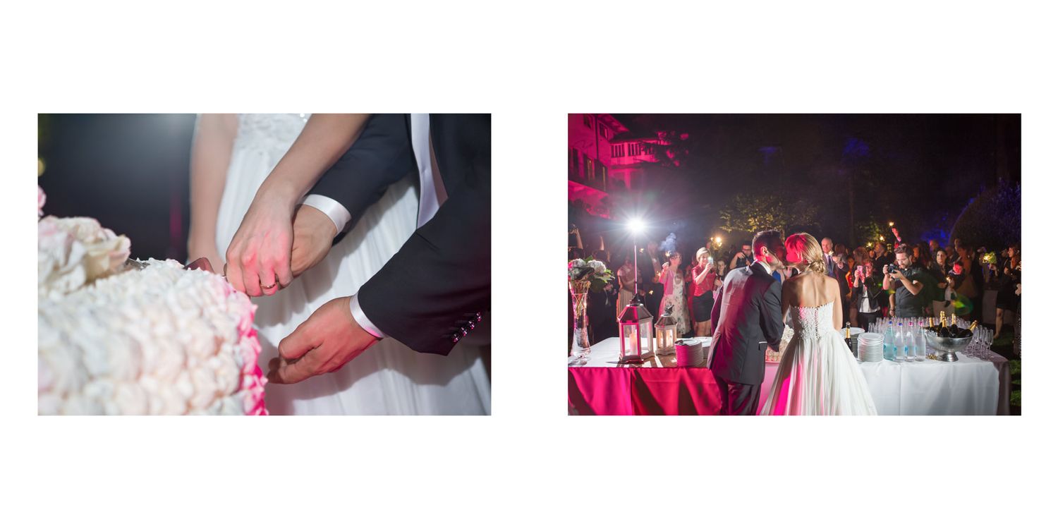 Wedding reception party scenes with dancing and celebrations under colorful lighting.