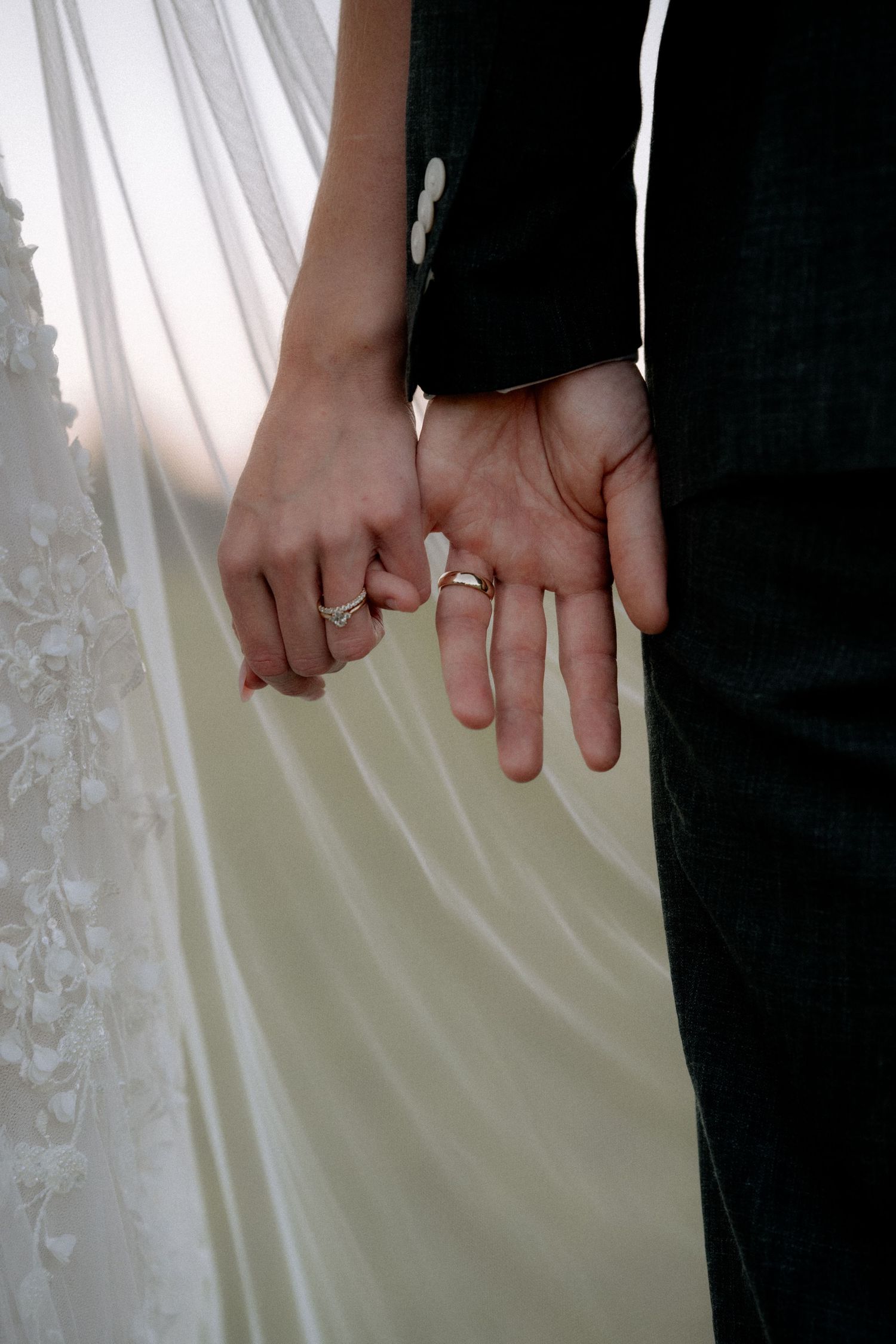 Love knows no bounds as a bride and groom united in a hug