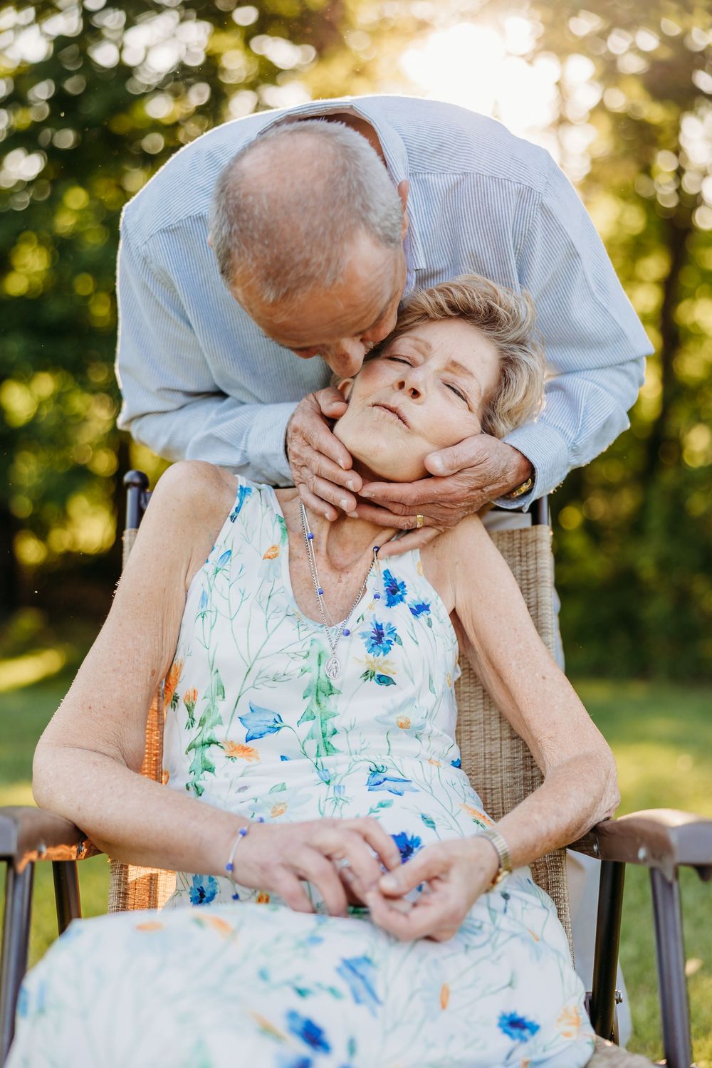 Portraits of older couple outside with golden light. Cincinnati, Northern Kentucky, and Chicago Portrait Photographer.