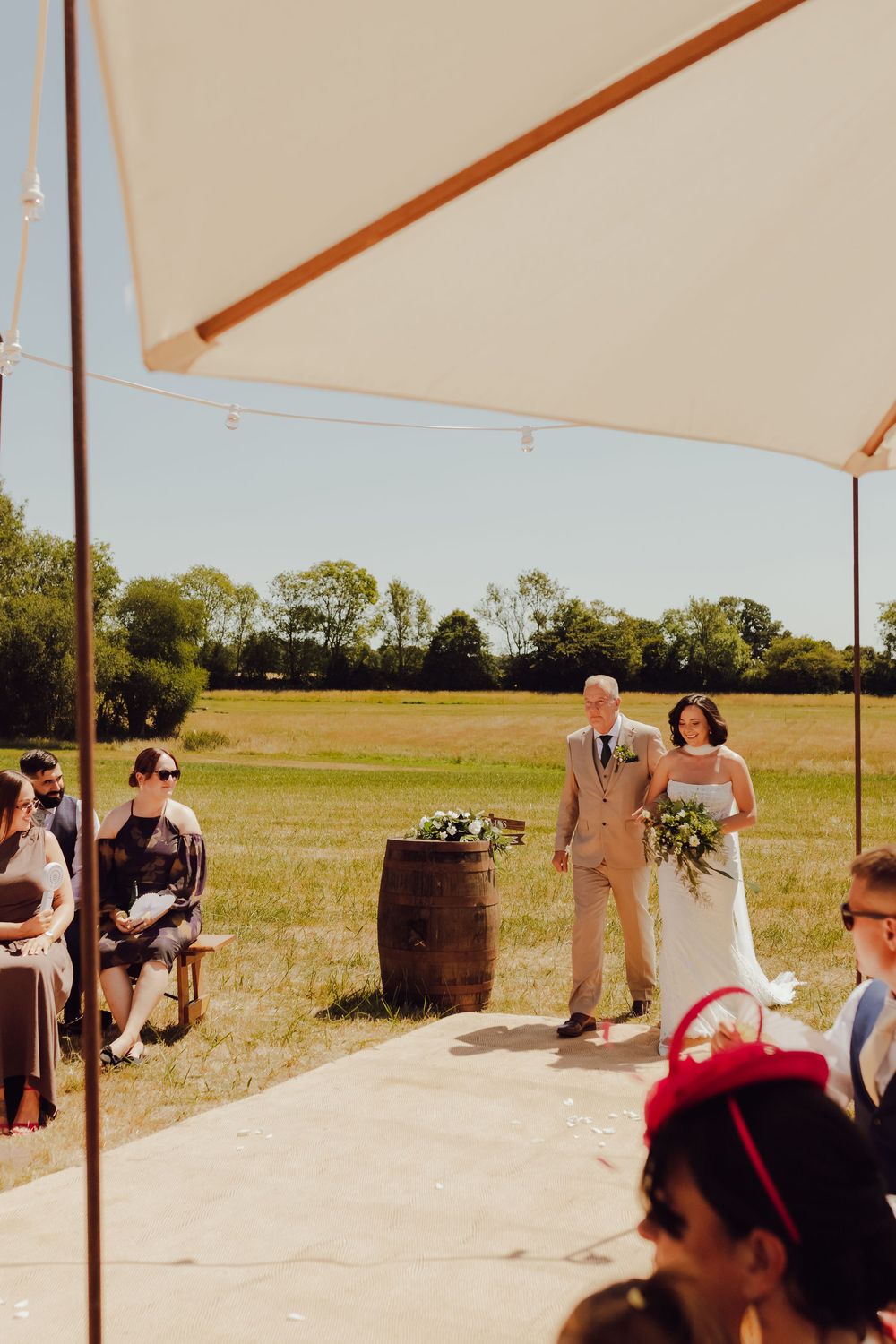 Emotional moment as Amy walks towards the ceremony with her father.