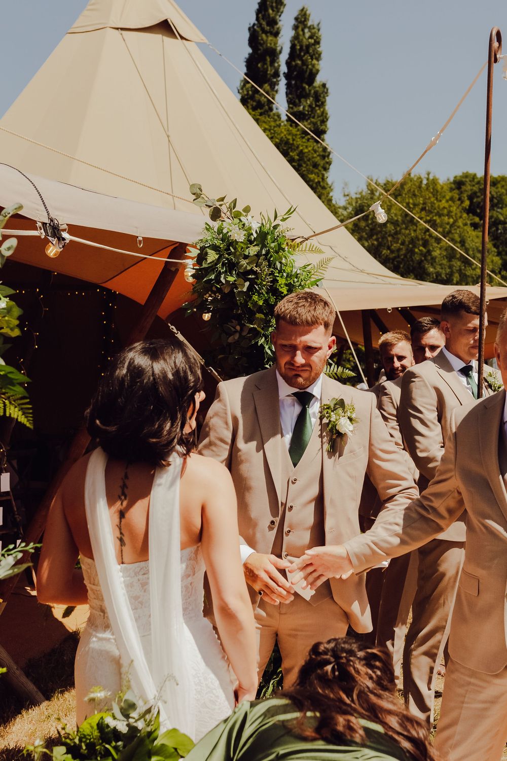 Amy and James seeing each other for the first time as she arrives at the ceremony.