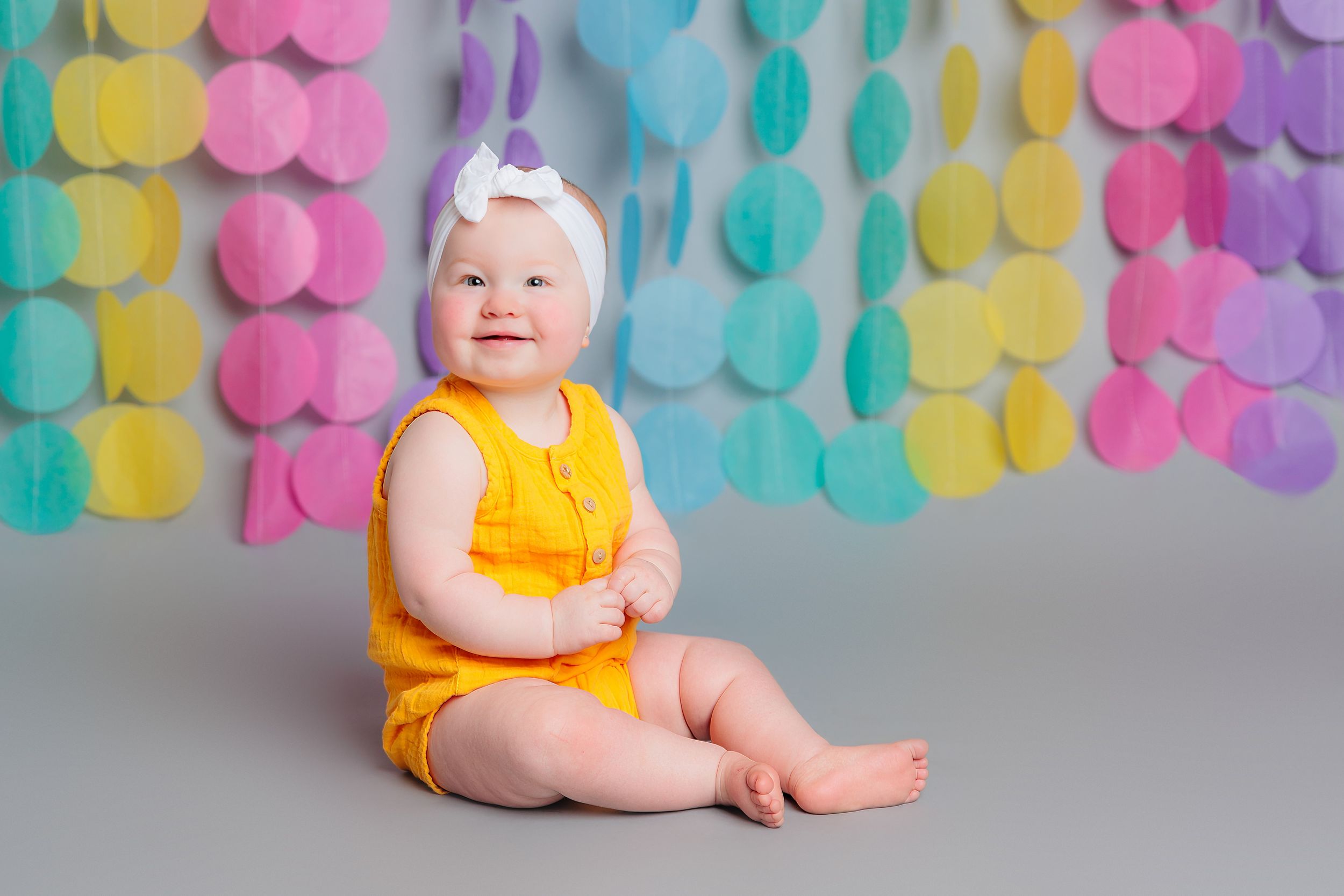 first birthday cake smash session toddler girl studio fashion gray savage backdrop rainbow clayton new jersey glassboro