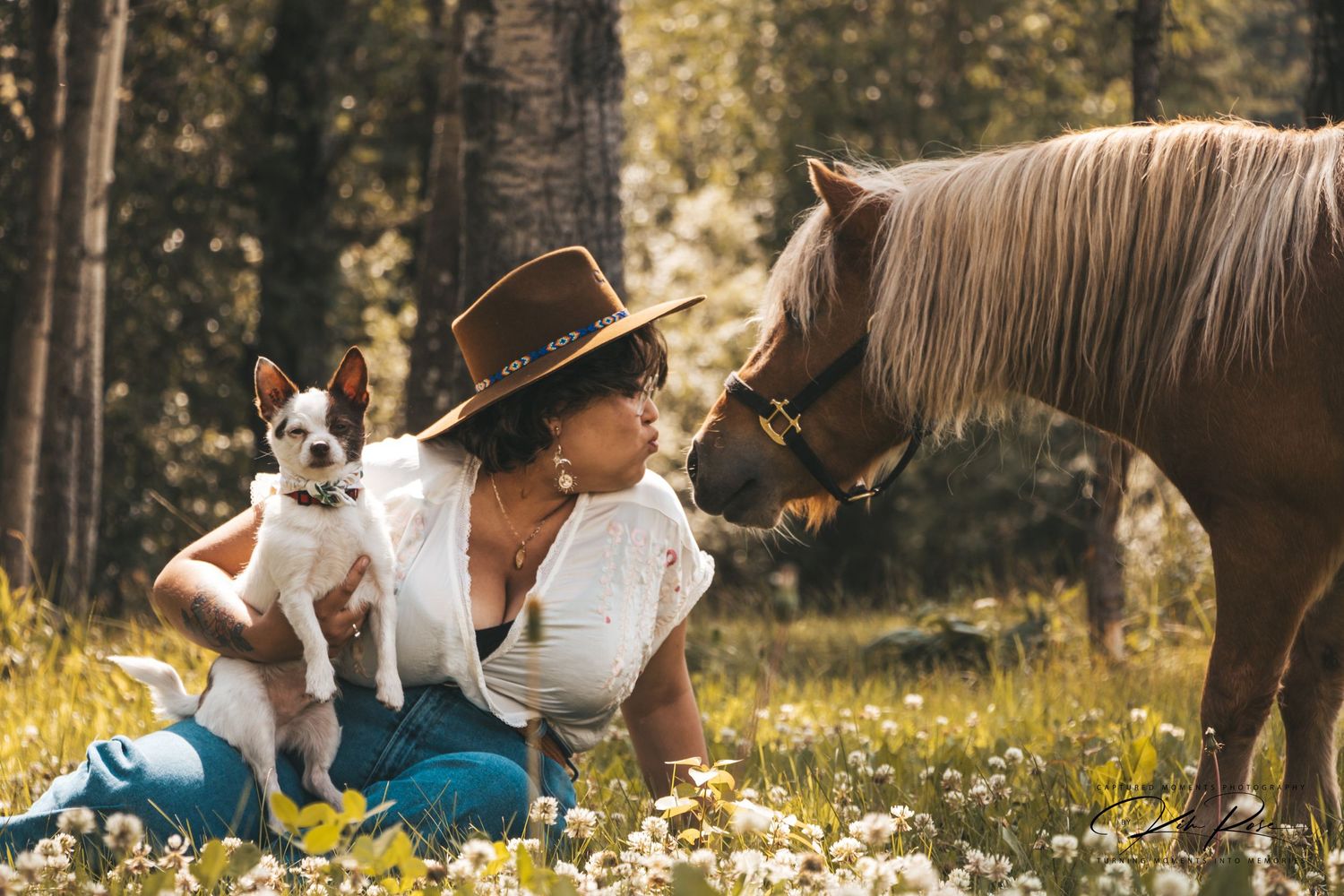 Rider kissing horse as a sign of affection and trust in Northern Alberta