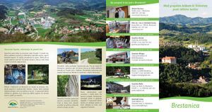 Turistični letak Brestanice z znamenitostmi, zemljevidom in fotografijami kraja Brestanica