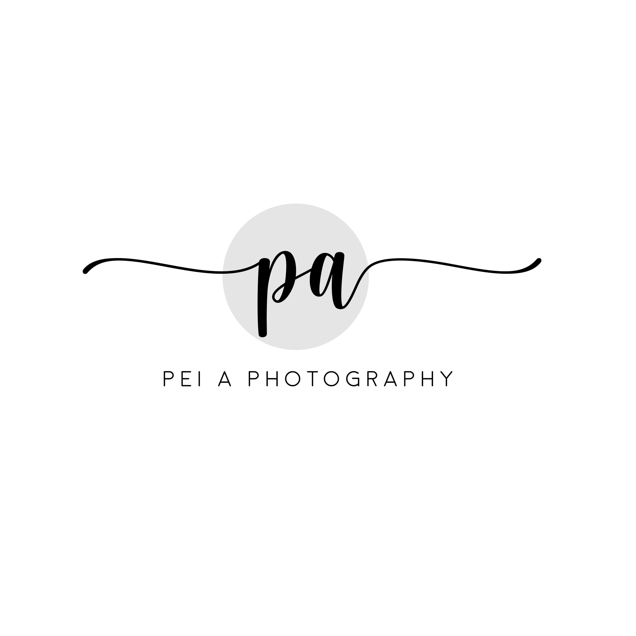 Minimalist black and white photography logo design with cursive script.
