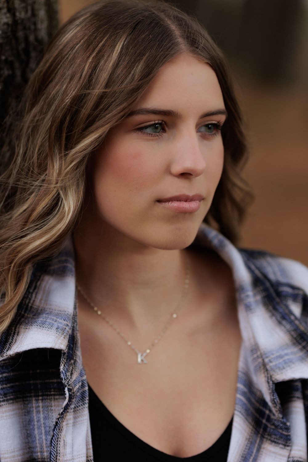 A close-up of a high school senior portrait.