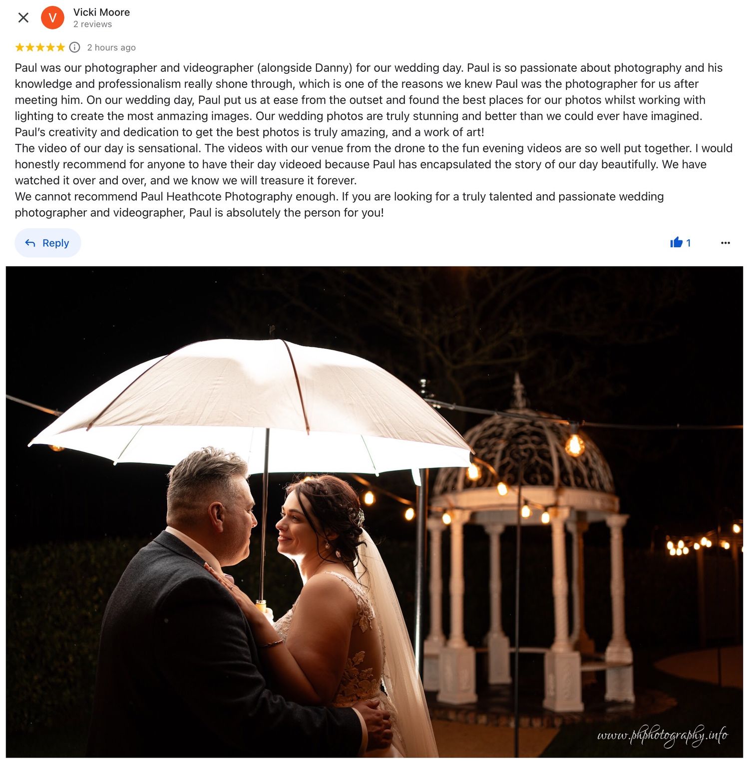 Nottingham wedding photographer testimonials