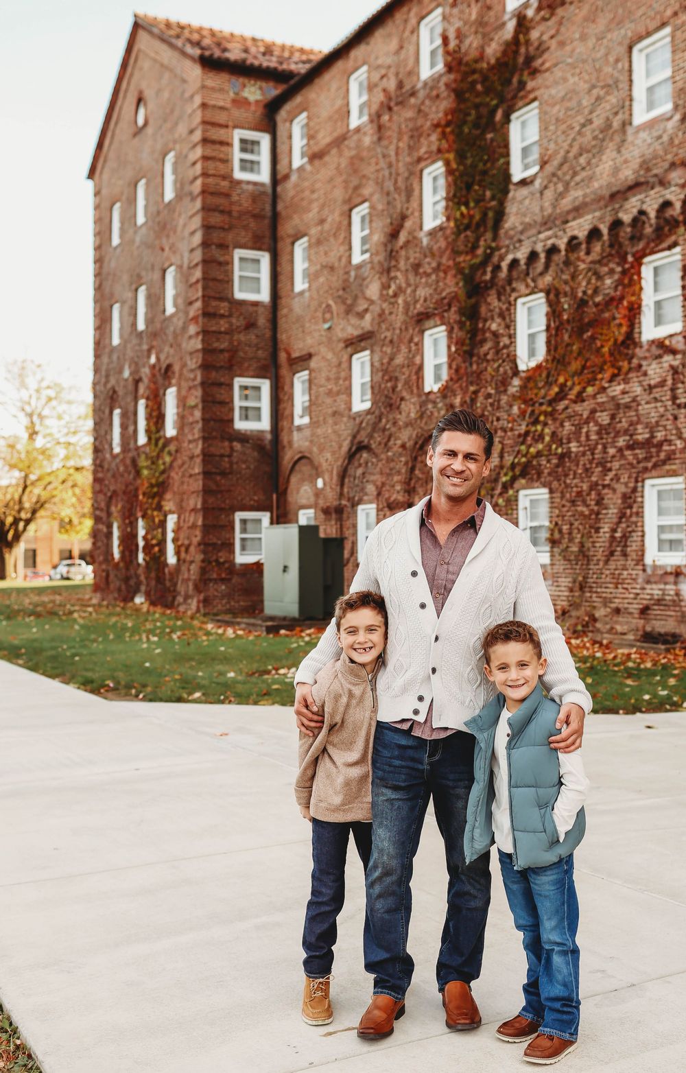 dad and kids at st. Bonaventure, NY