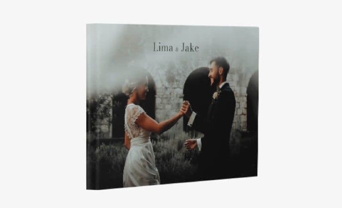 Custom hardcover photo book featuring a photo collage on the front cover and sturdy binding.