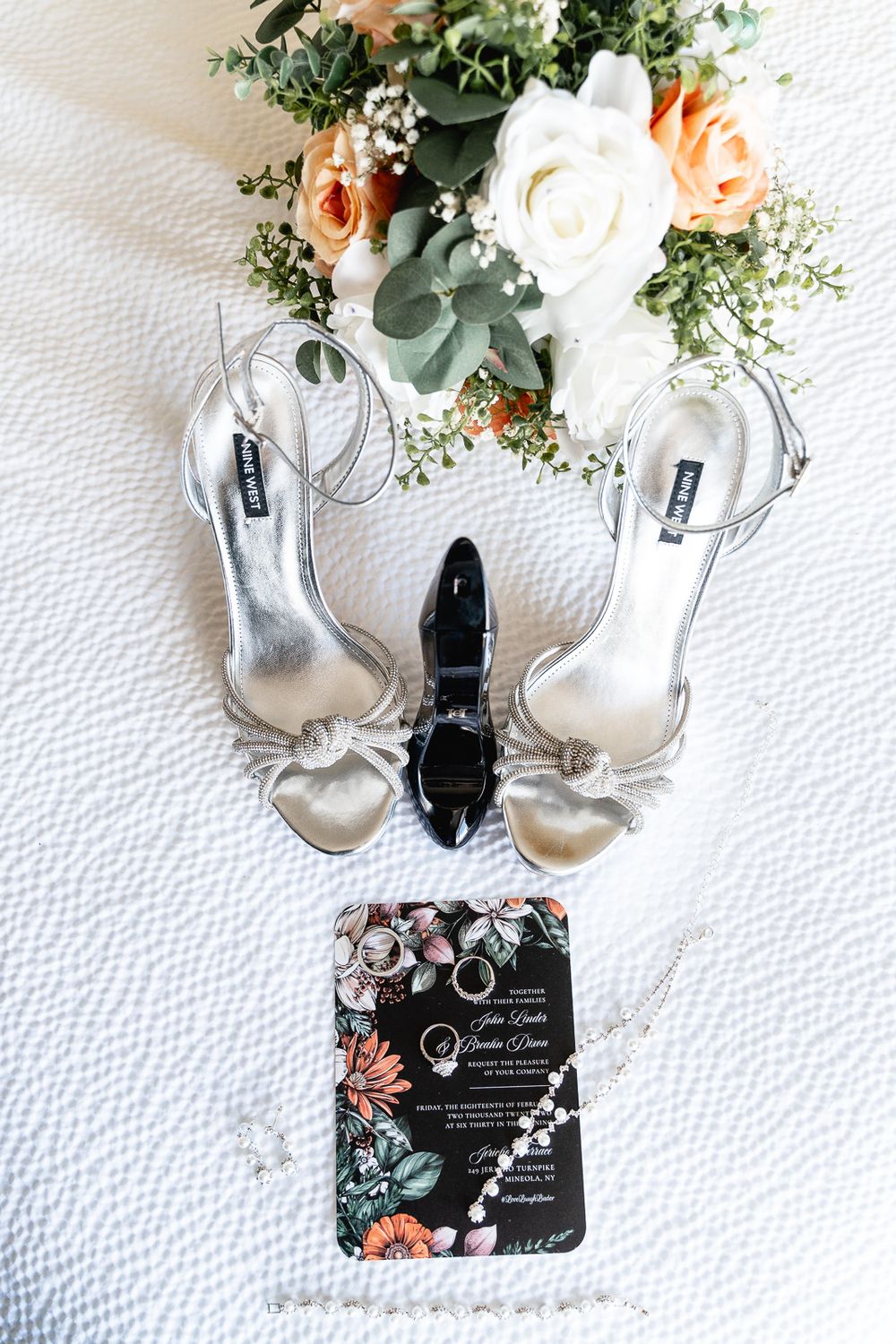 Silver Wedding Shoes, Wedding Jewelry, Wedding Invitation Photos