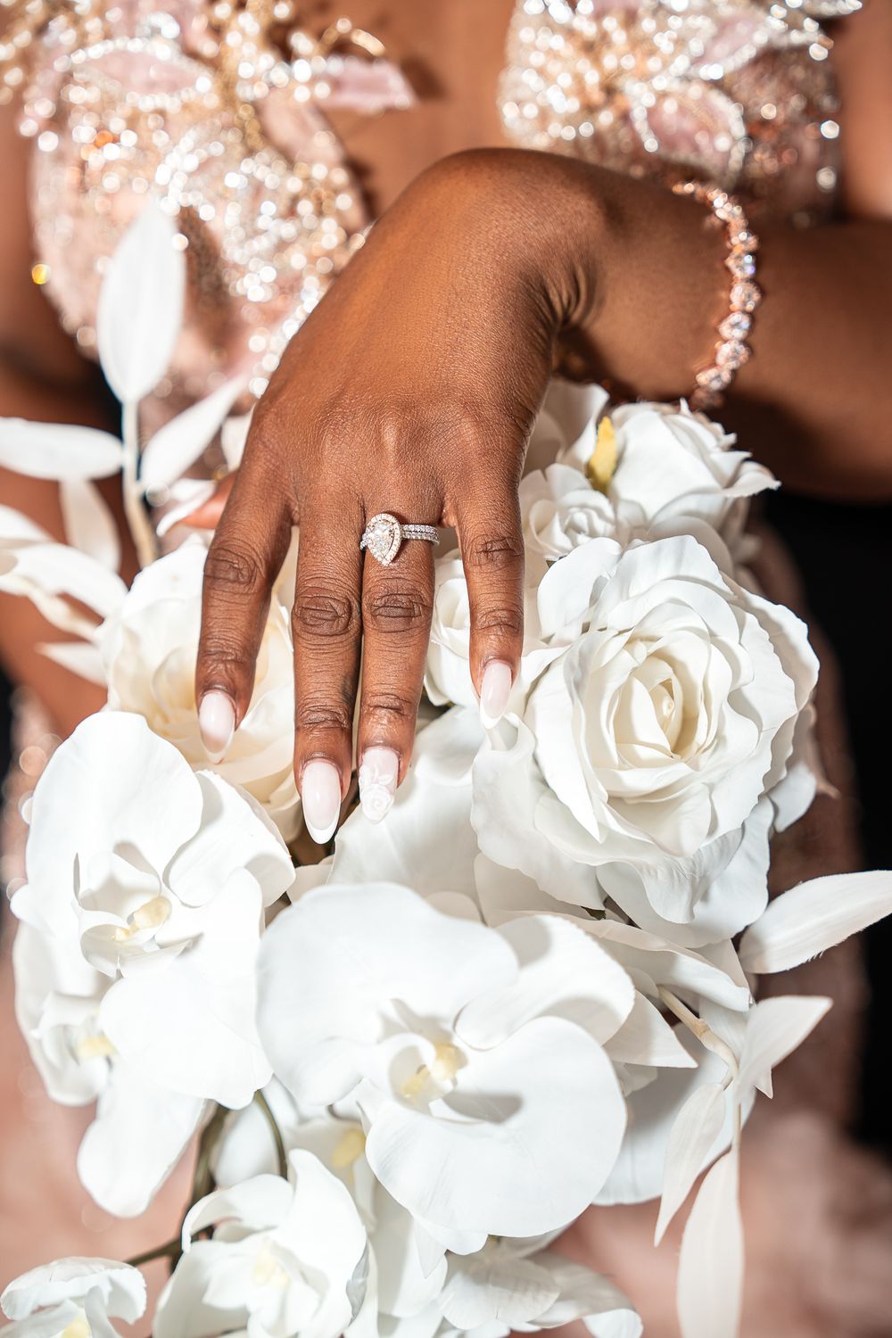large diamond wedding ring of black bride in NYC