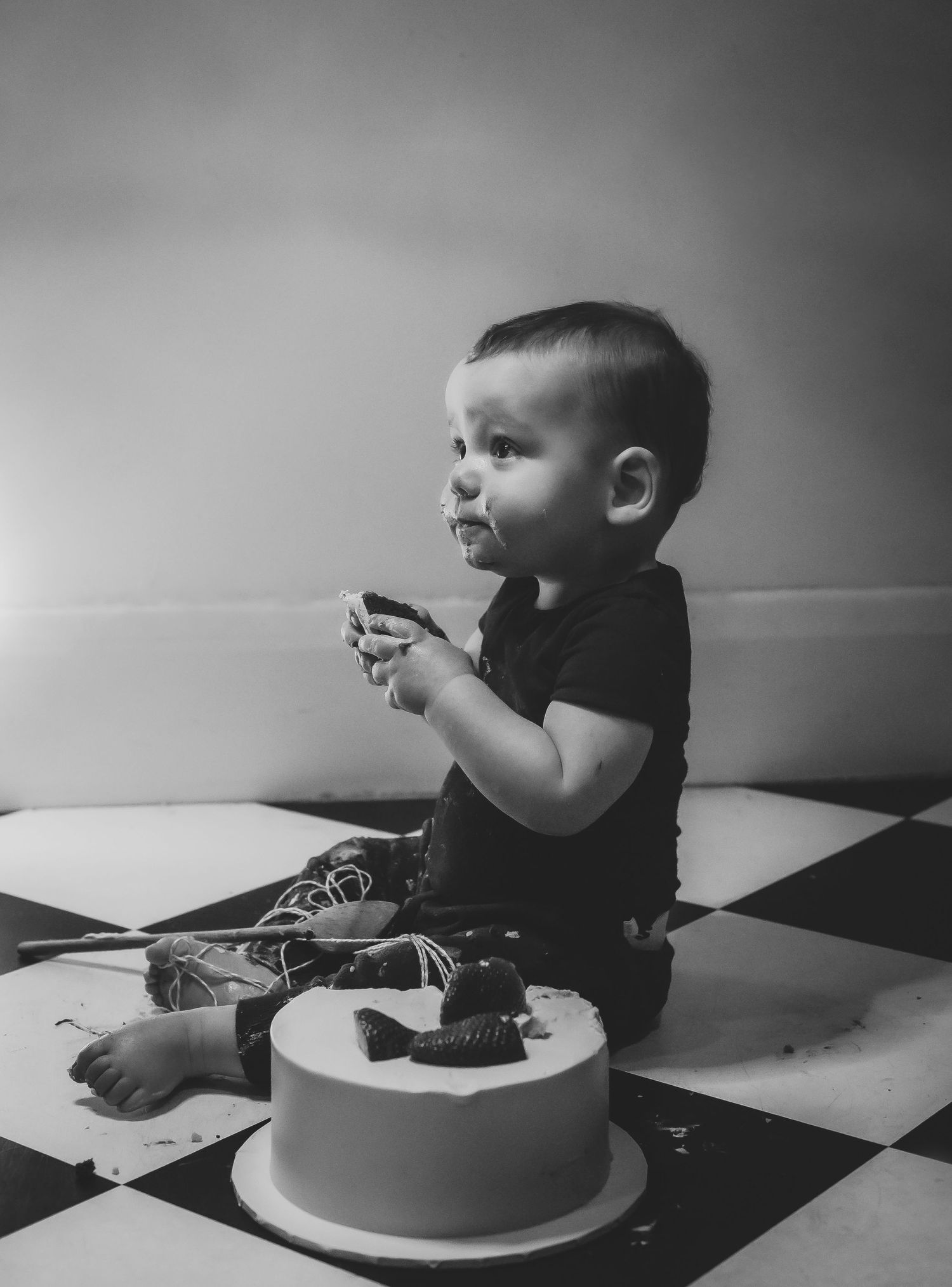 a child eating cake