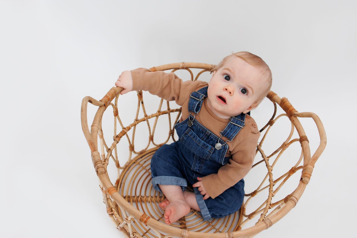 baby boy in basket sitter session Tameside photographer photography
