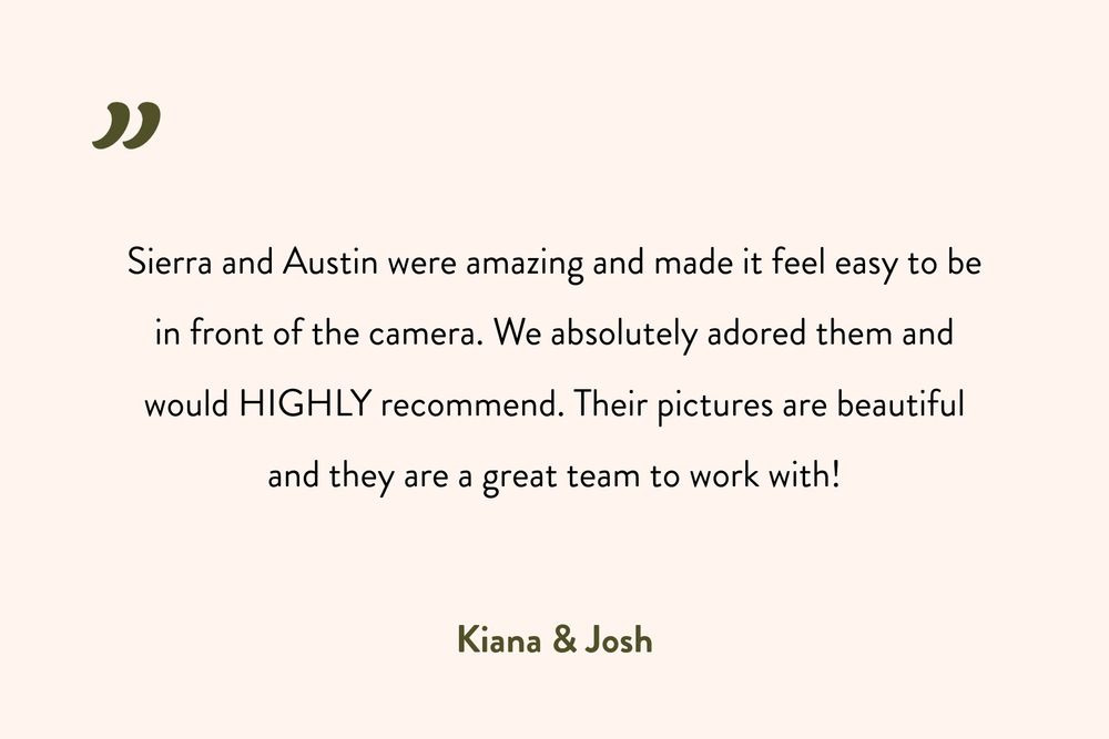 A customer testimonial quote card with text feedback displayed on a light beige background.