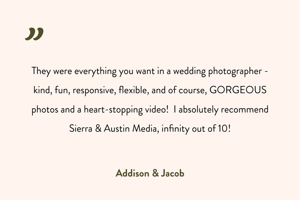 Three wedding photography testimonial quotes displayed on a light background with positive client feedback.