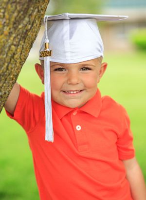 Preschool cap and gown graduation mini session.