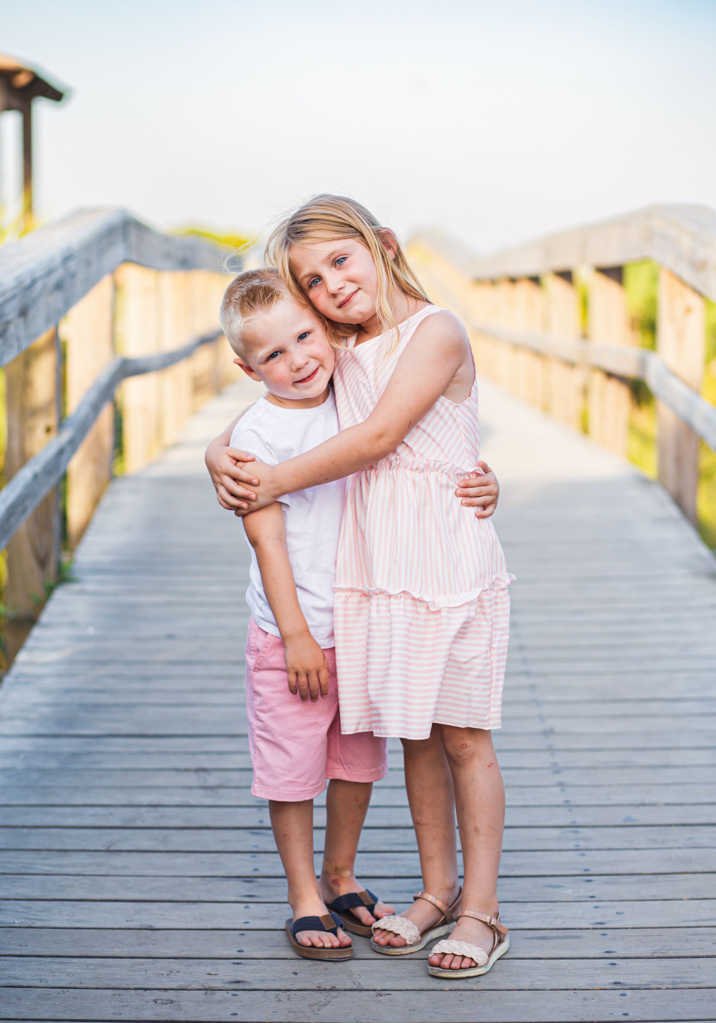 Siblings at the beach.