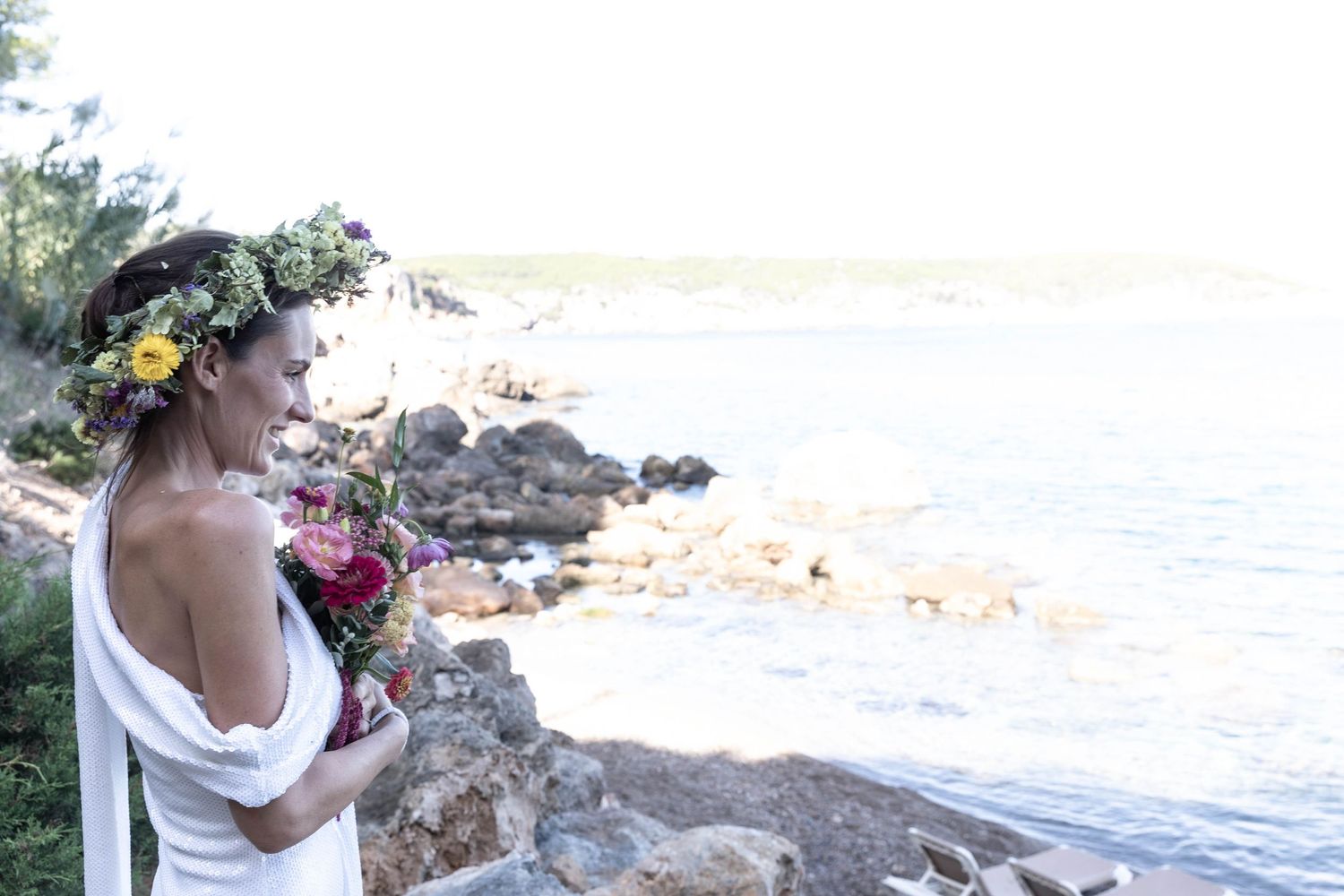 Dorset wedding photography, bride on beach wedding photography, Dorset wedding photography