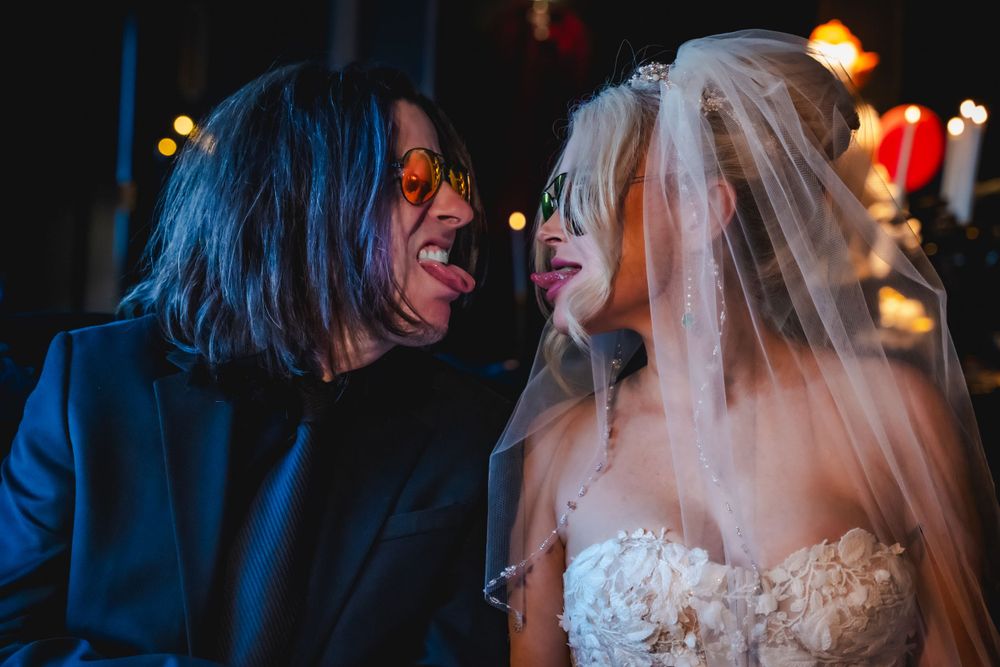 Gothic bride meets rock 'n roll vibes in this epic Halloween Las Vegas elopement. Bold, moody, and unforgettable.