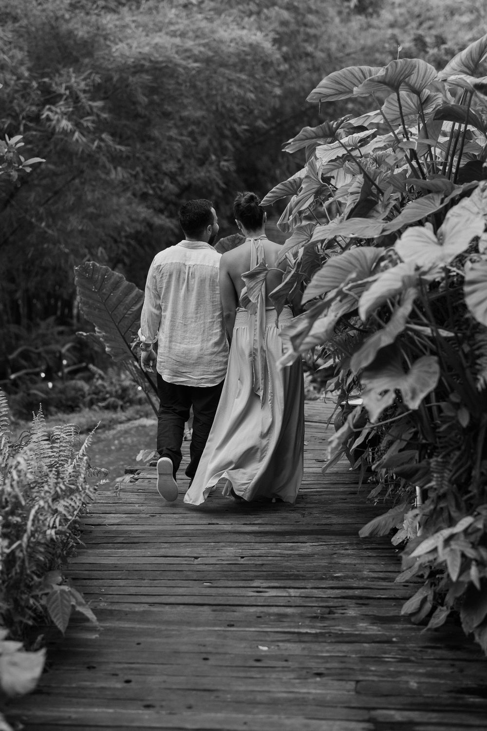 Secret proposal at Bambu Indah Ubud surrounded by bamboo architecture and tropical greenery