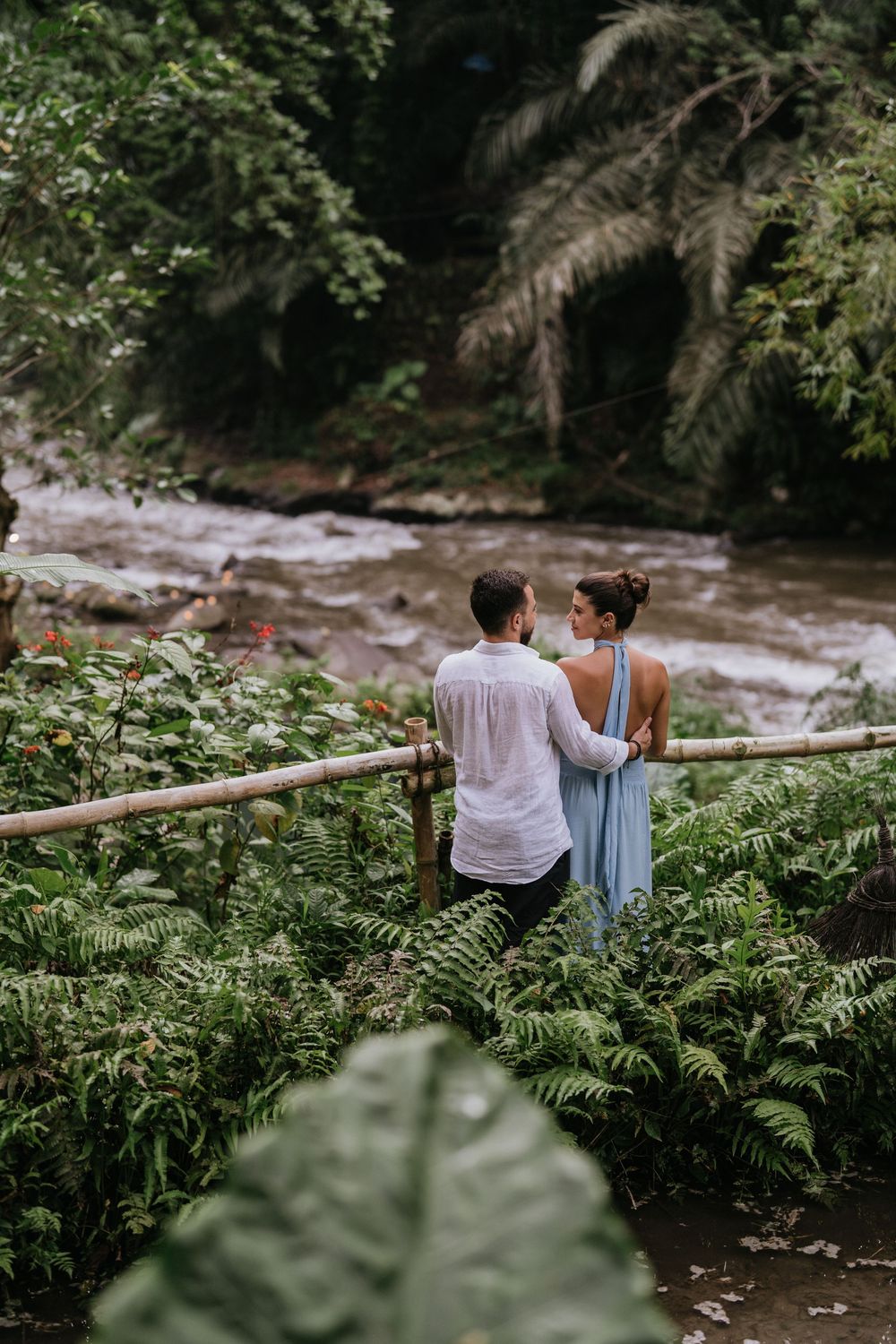 Secret proposal at Bambu Indah Ubud surrounded by bamboo architecture and tropical greenery