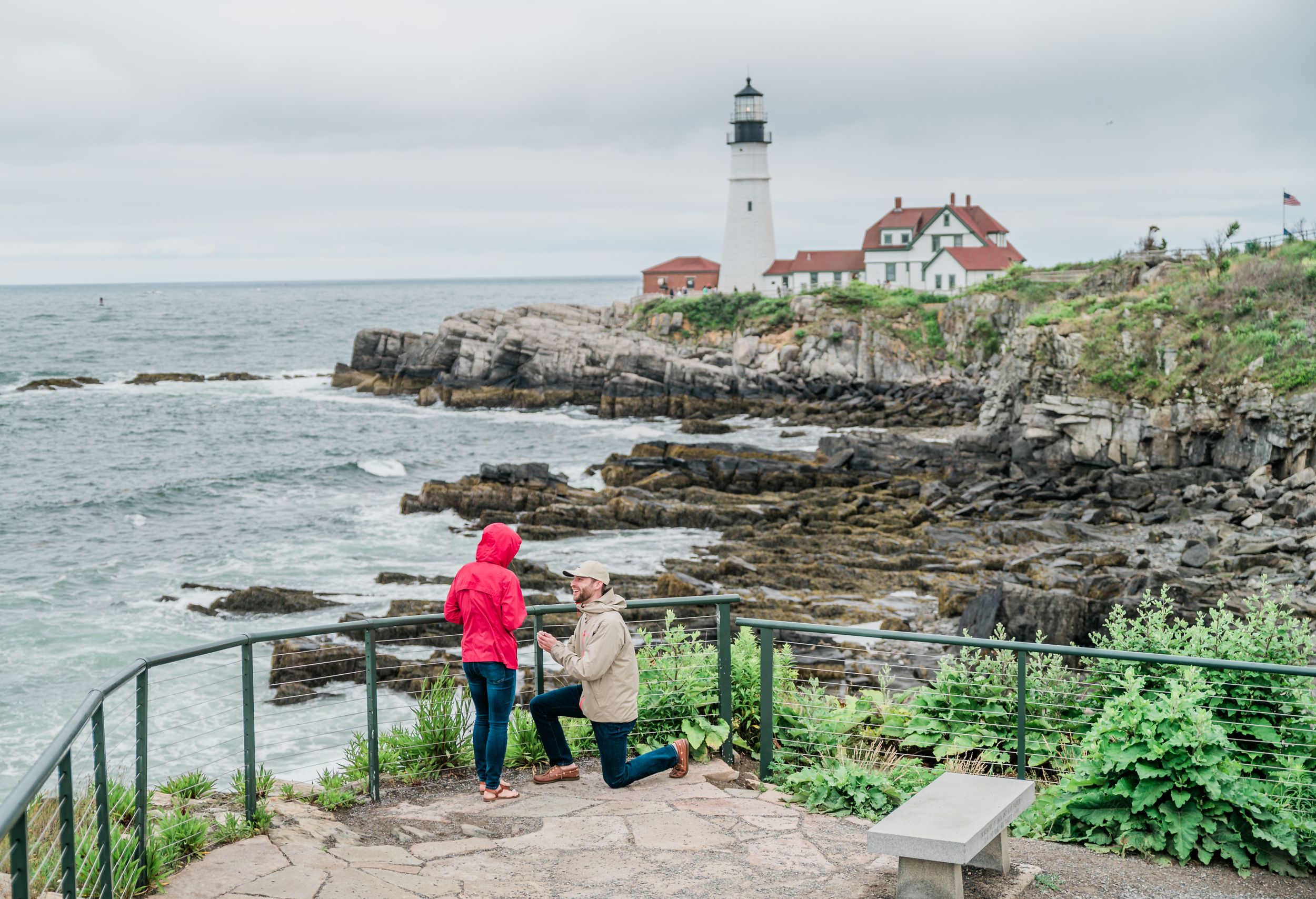surprise wedding proposal at Portland headlight Maine