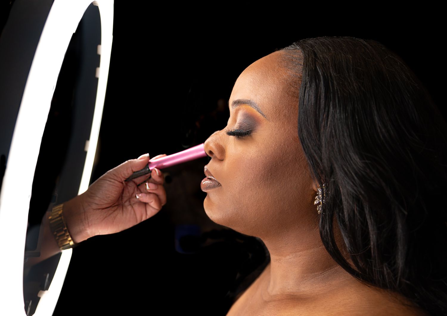 Editorial-style getting-ready portraits photographed by Palm Beach wedding photographers.