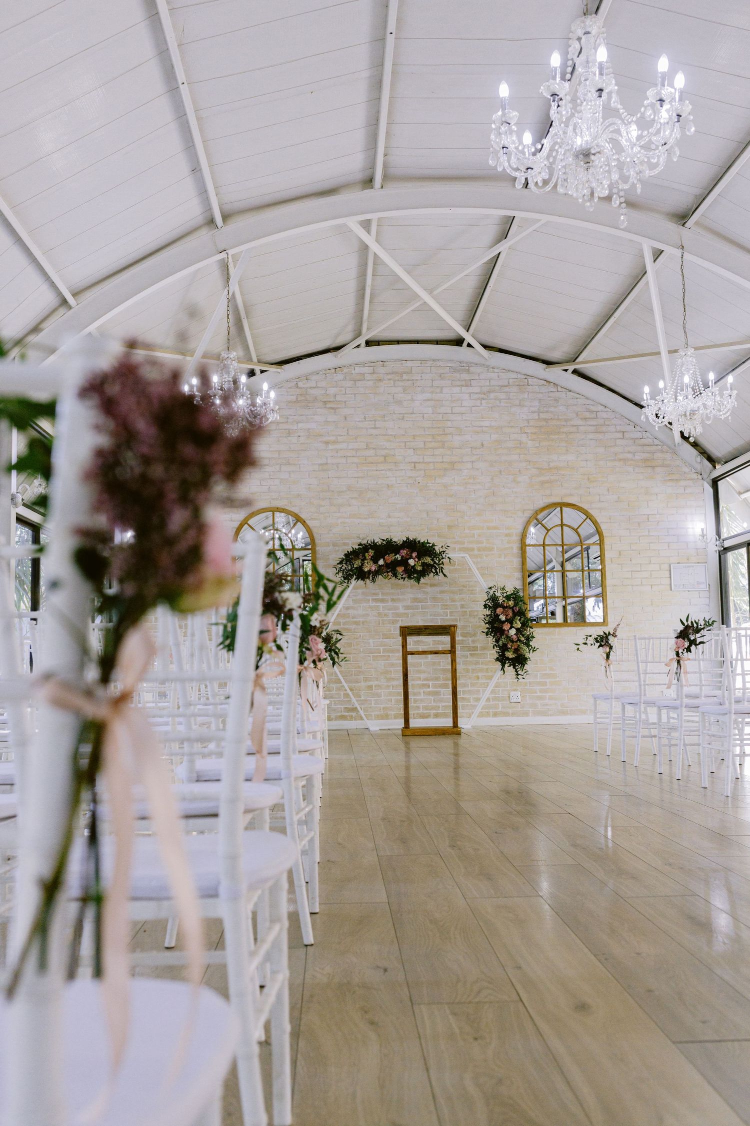 Luxury wedding venue interior photographed before guests arrived.