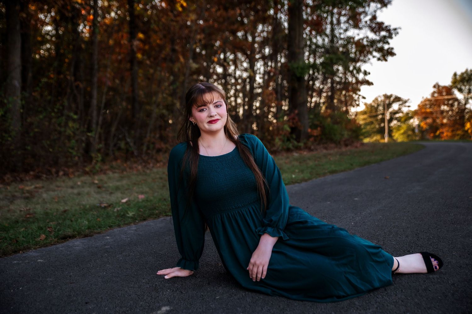 High school senior posing outdoors during a senior photography session in St. Marys, Ohio
