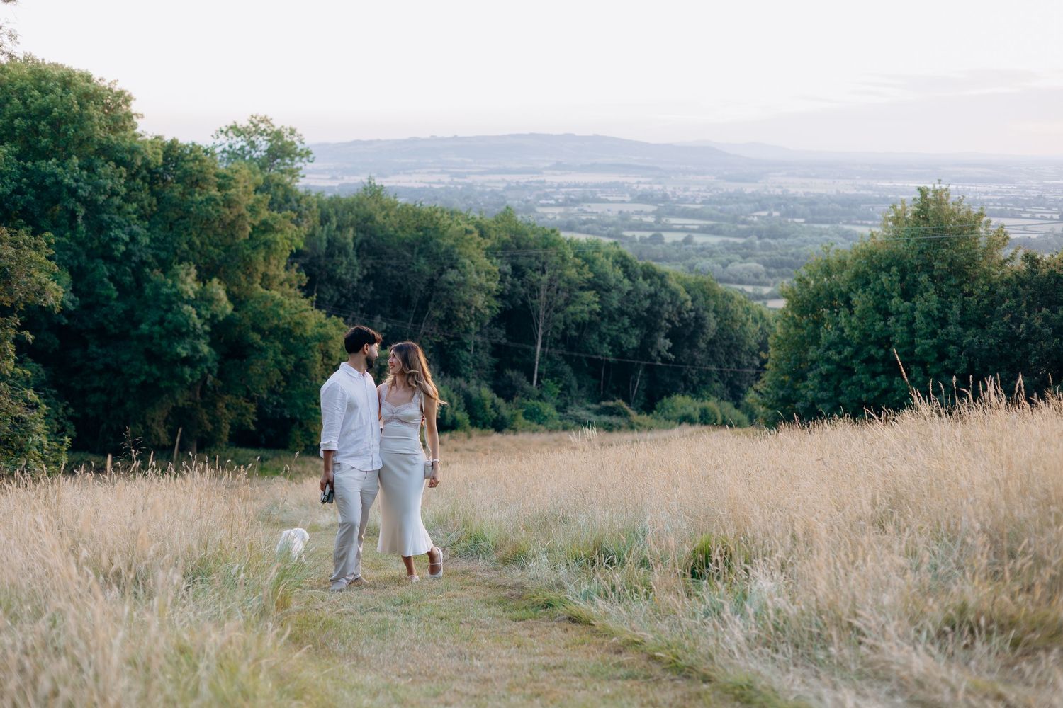 Surprise proposal at Foxhill Manor overlooking Broadway in the Cotswolds.
