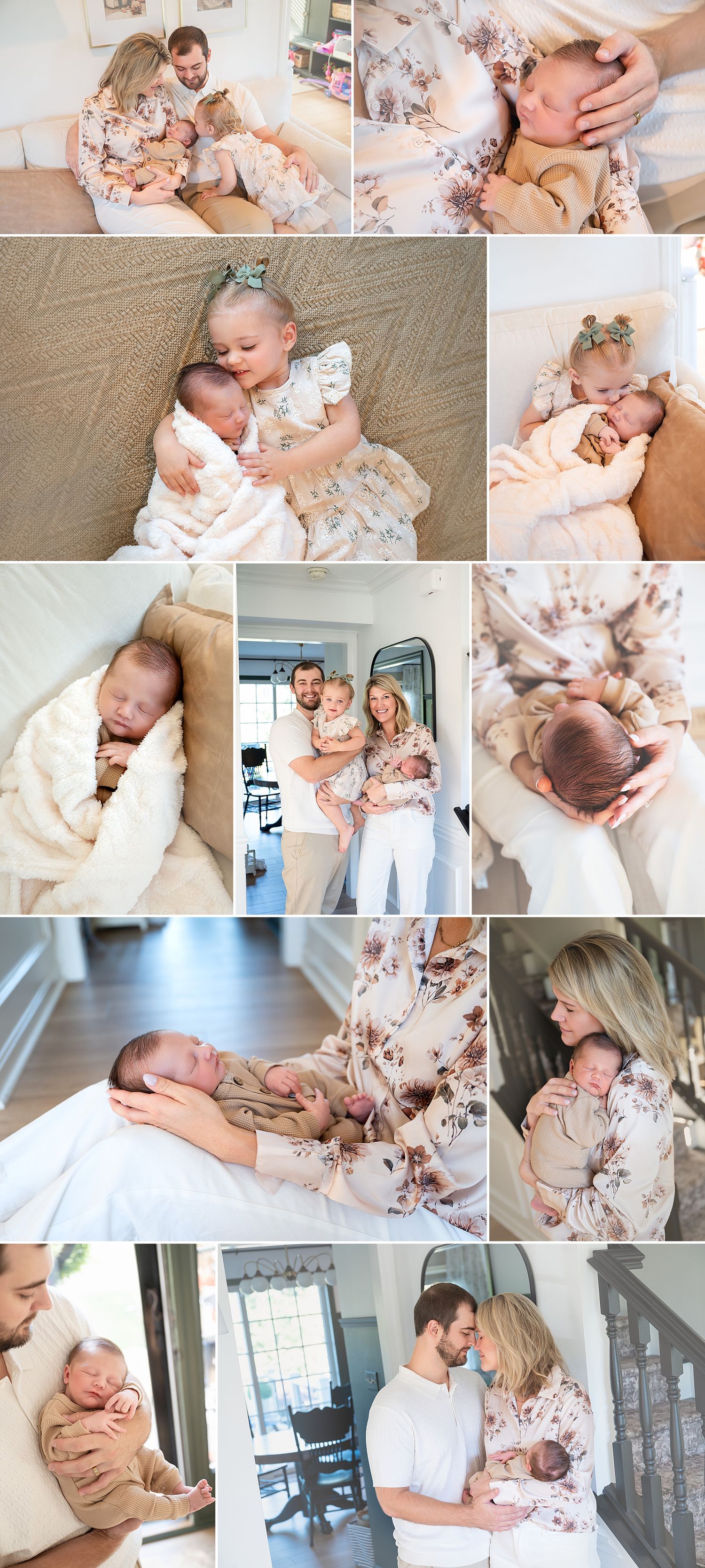 Professional family newborn images in the living room