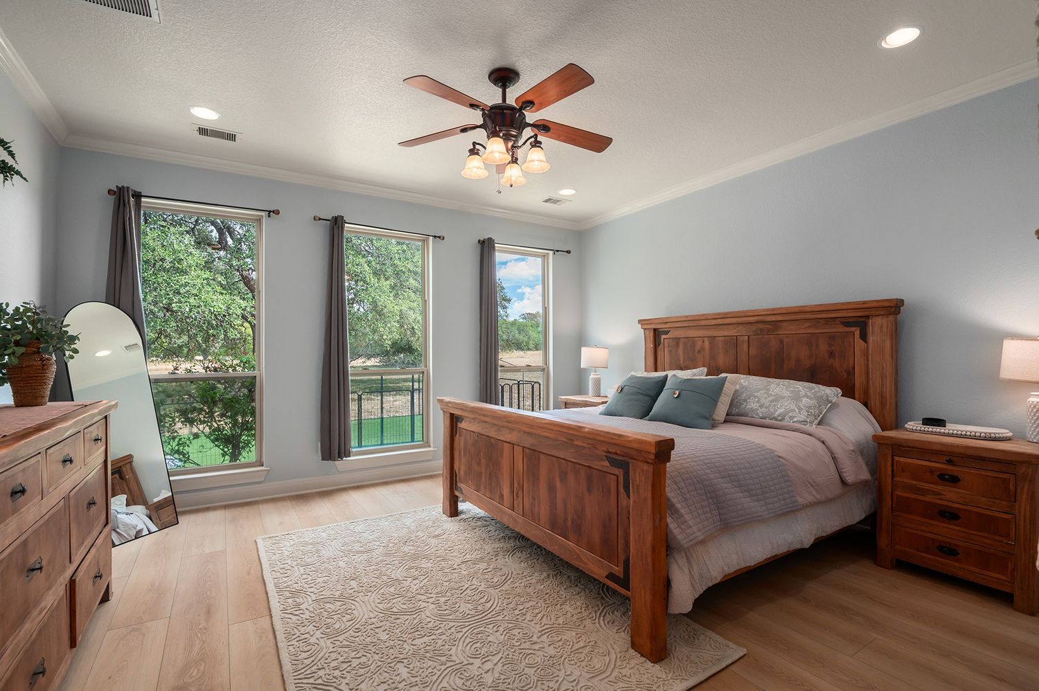 Clean and organized bedroom prepared for real estate photography