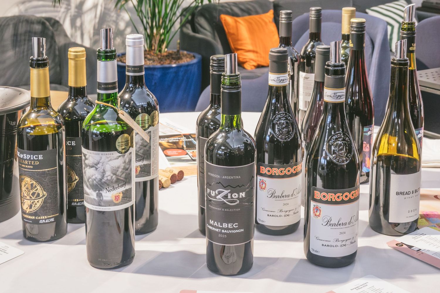 Red wine tasting selection including Malbec, Barbera d'Alba and Bread & Butter Pinot Noir. Photo by © Reka Peurala, Three Pod Studio