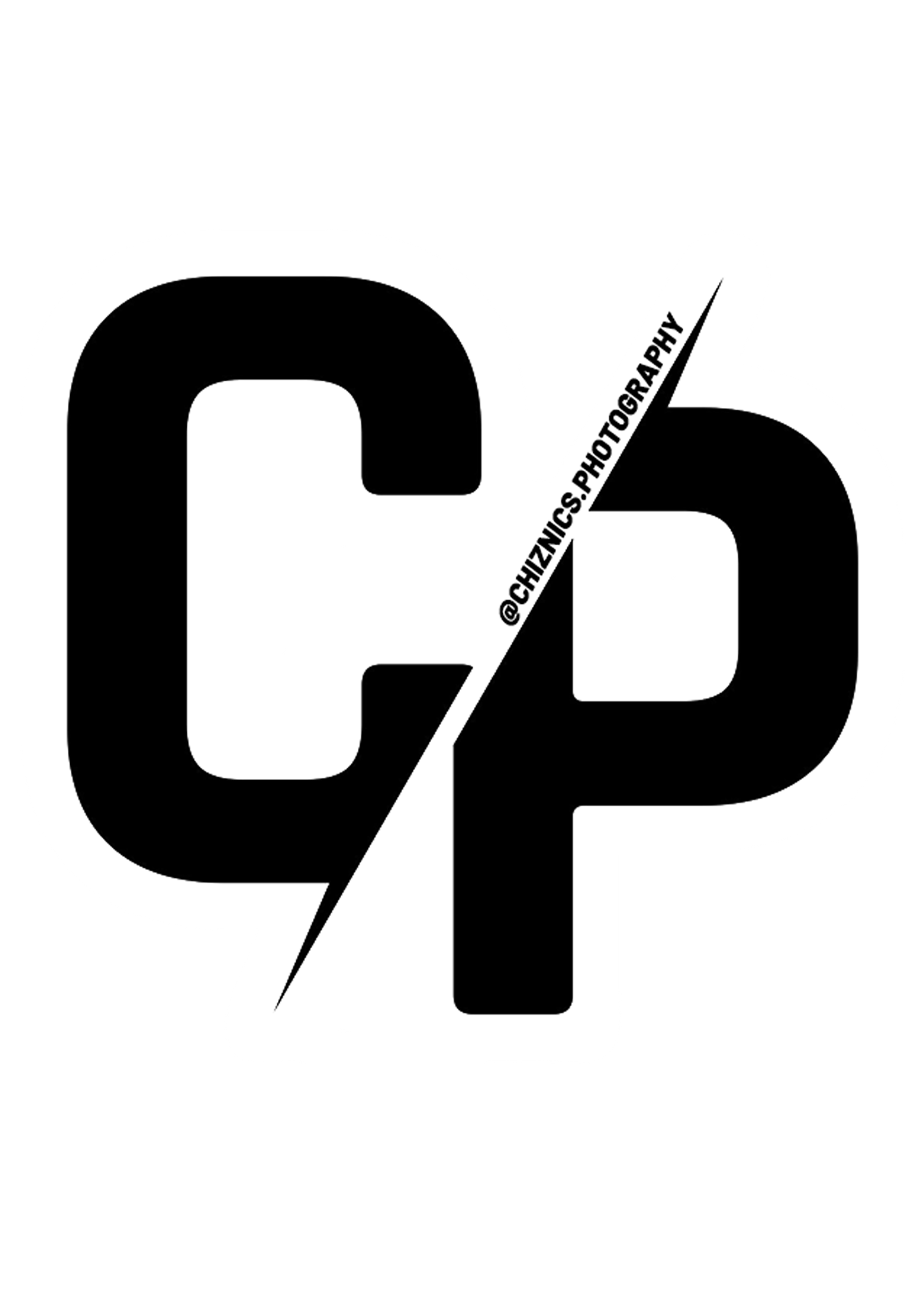 Black and white CP photography logo with bold letters and diagonal slash, featuring @ChicNics_Photography text.