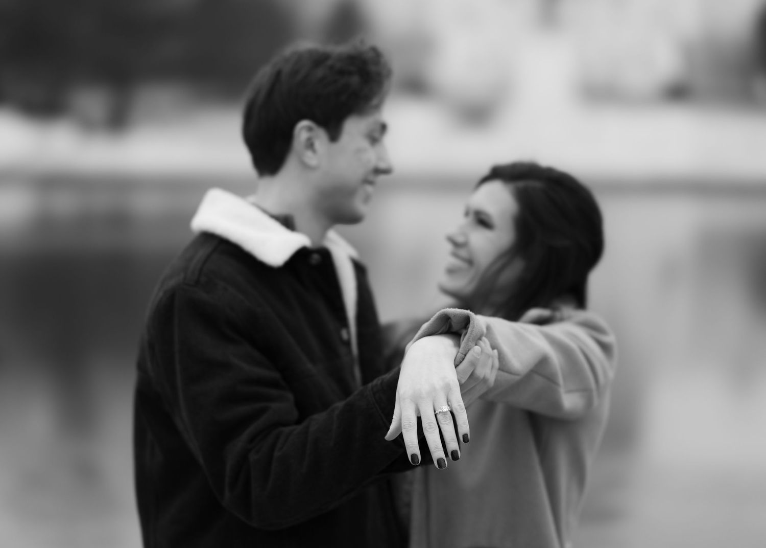 Black and white romantic sequence showing a couple sharing intimate moments together.