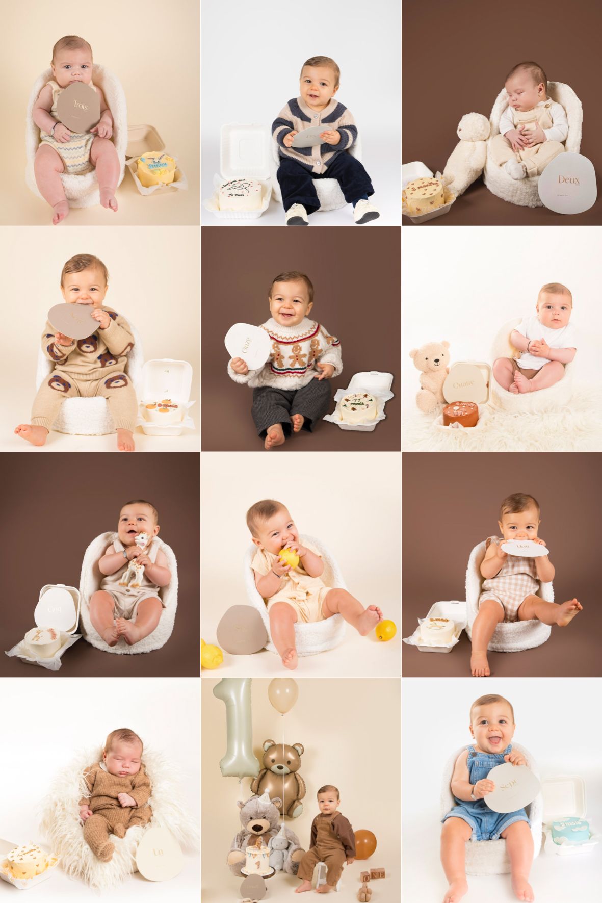 un an de photos de bébé