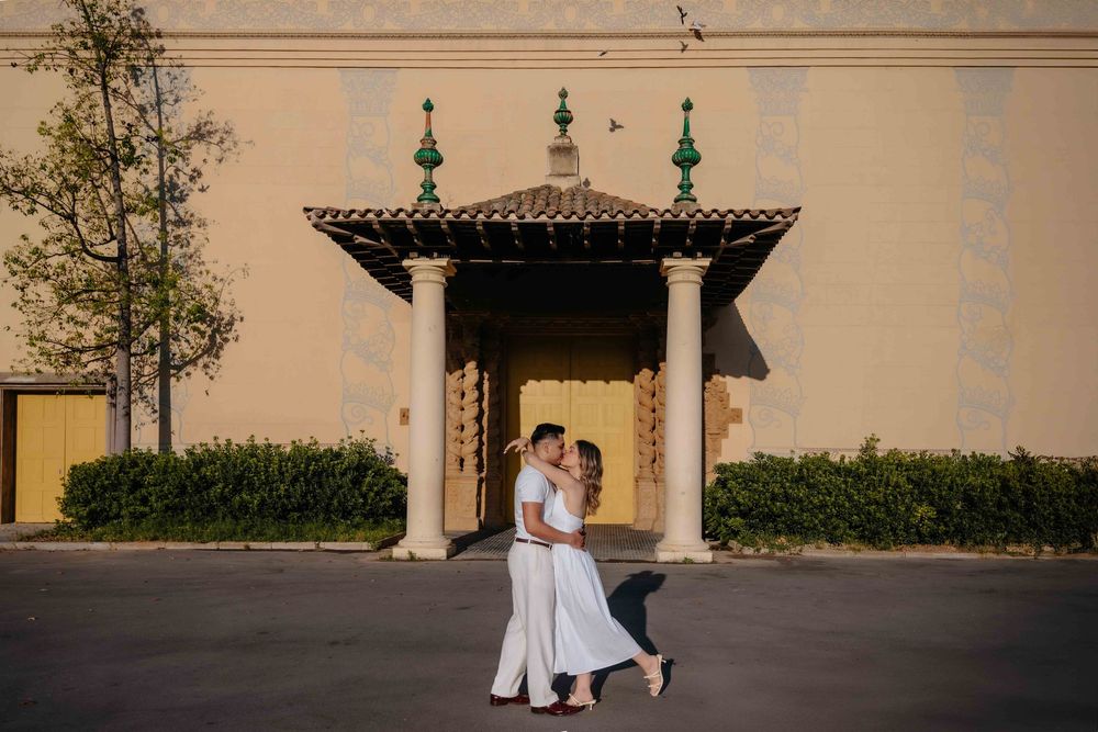 Panoramic city view engagement photos