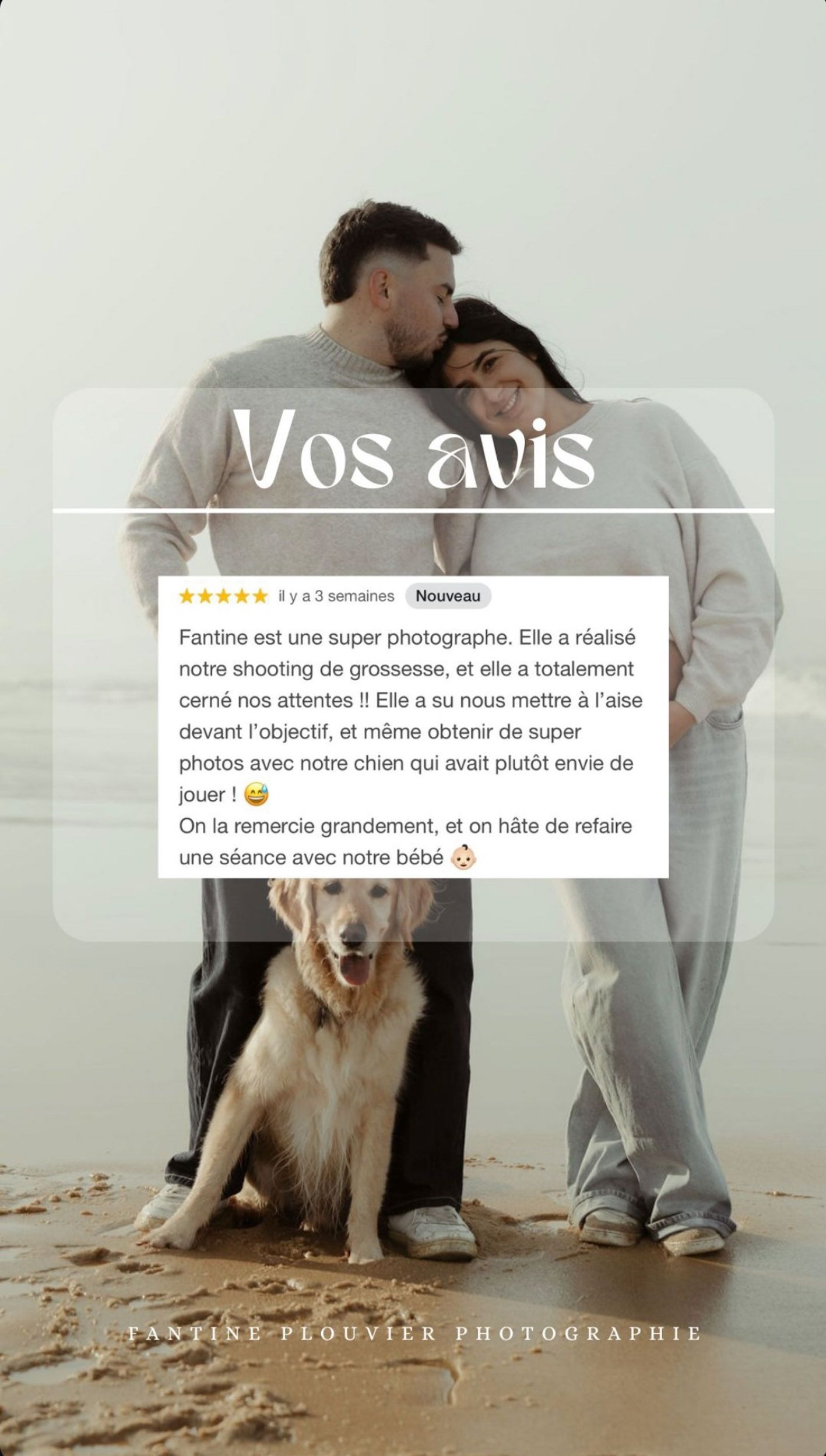 avis fantine plouvier photographe couple plage chien