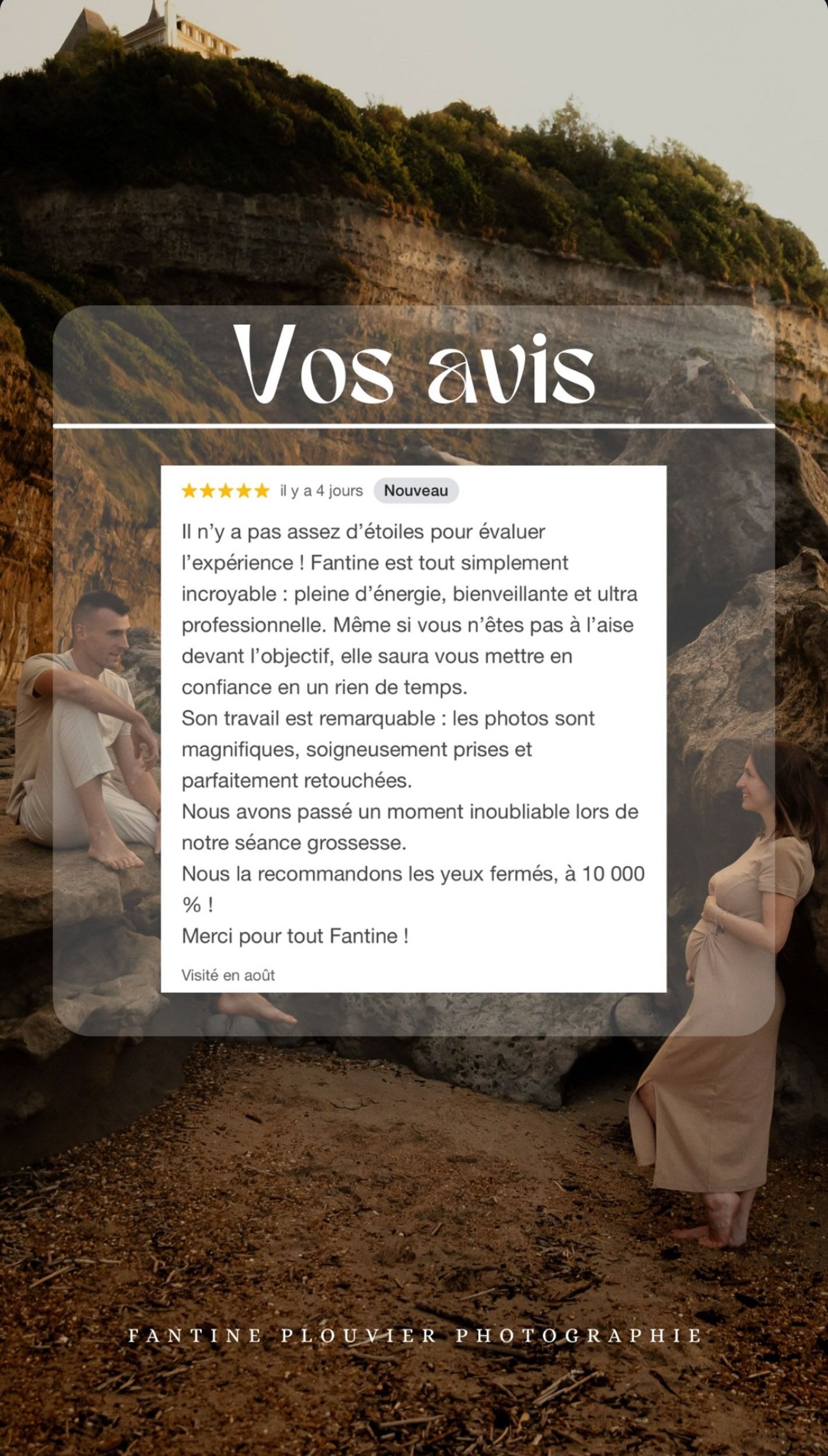 avis fantine plouvier photographe pays basque shooting grossesse