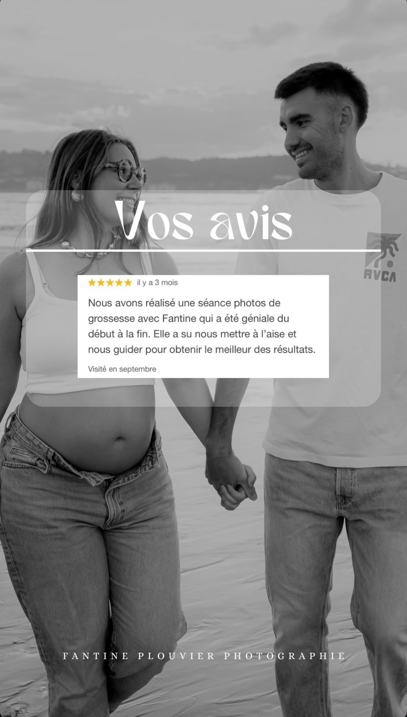 avis fantine plouvier photographie couple plage grossesse shooting pays basque hendaye