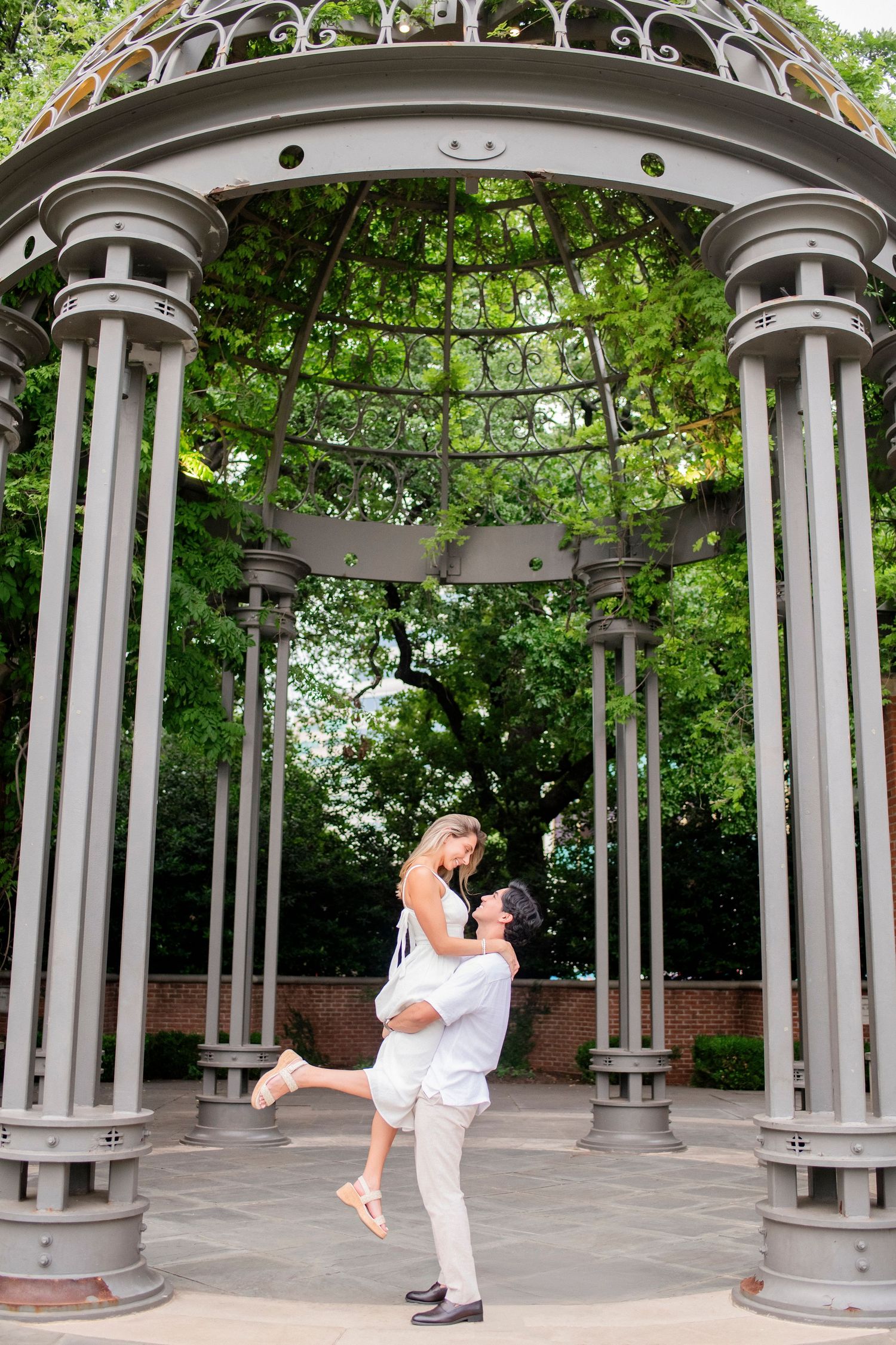 Alex and Ulises engagement session at Arlington Hall at Turtle Creek Park in Dallas Texas