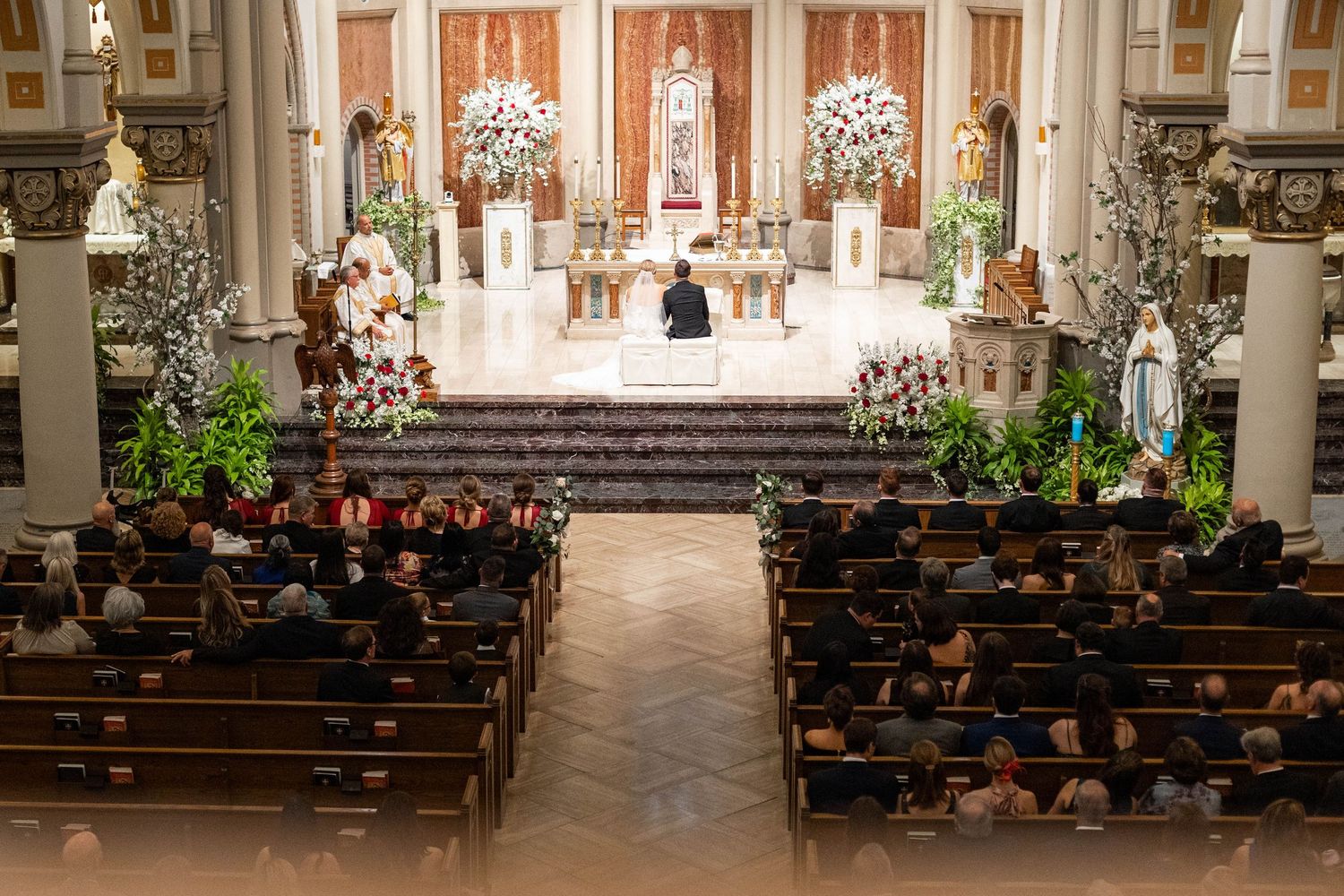 Catholic wedding wide view of entire ceremony