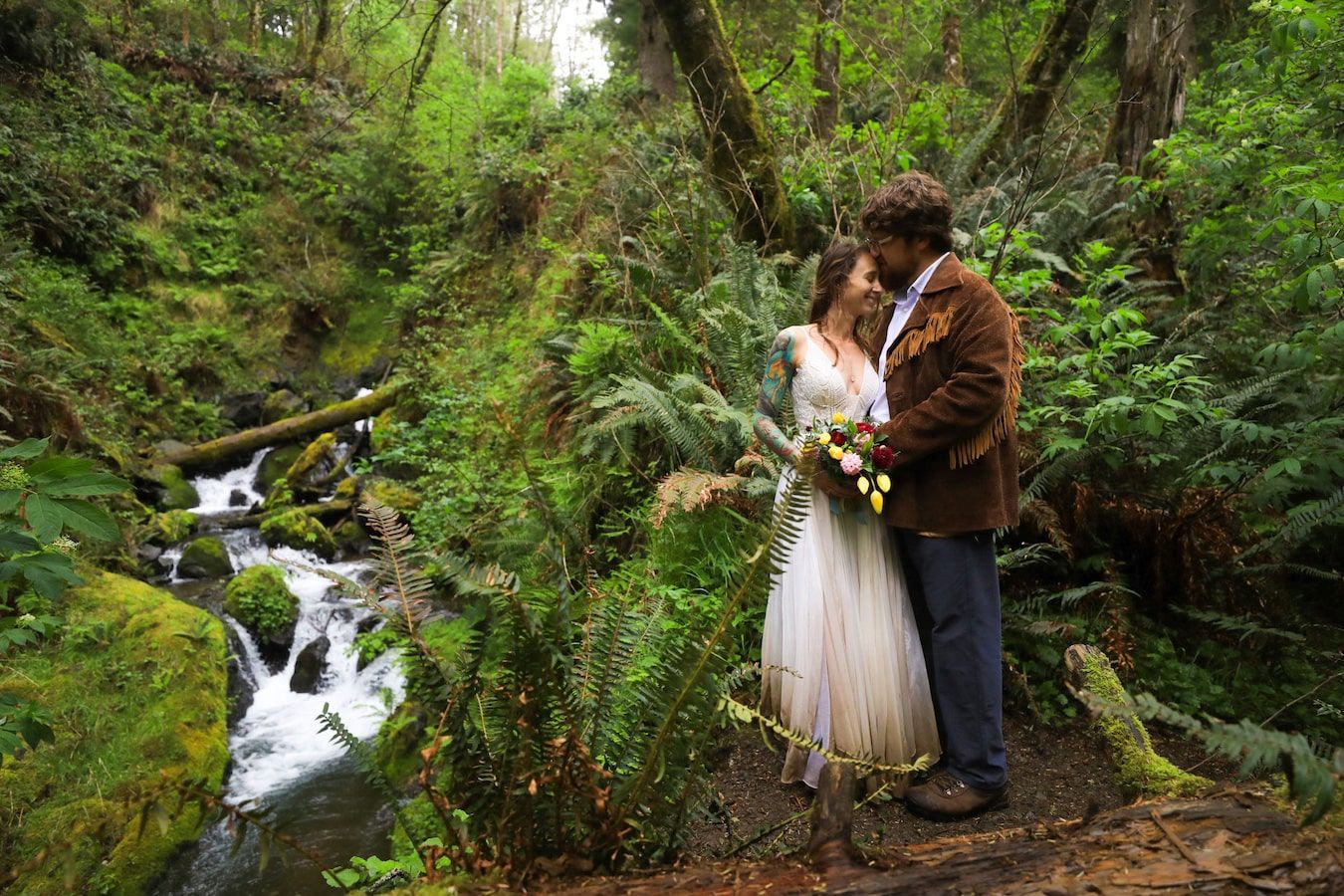 colorado elopement among lush vegetation.