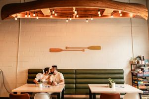couple in a brewery