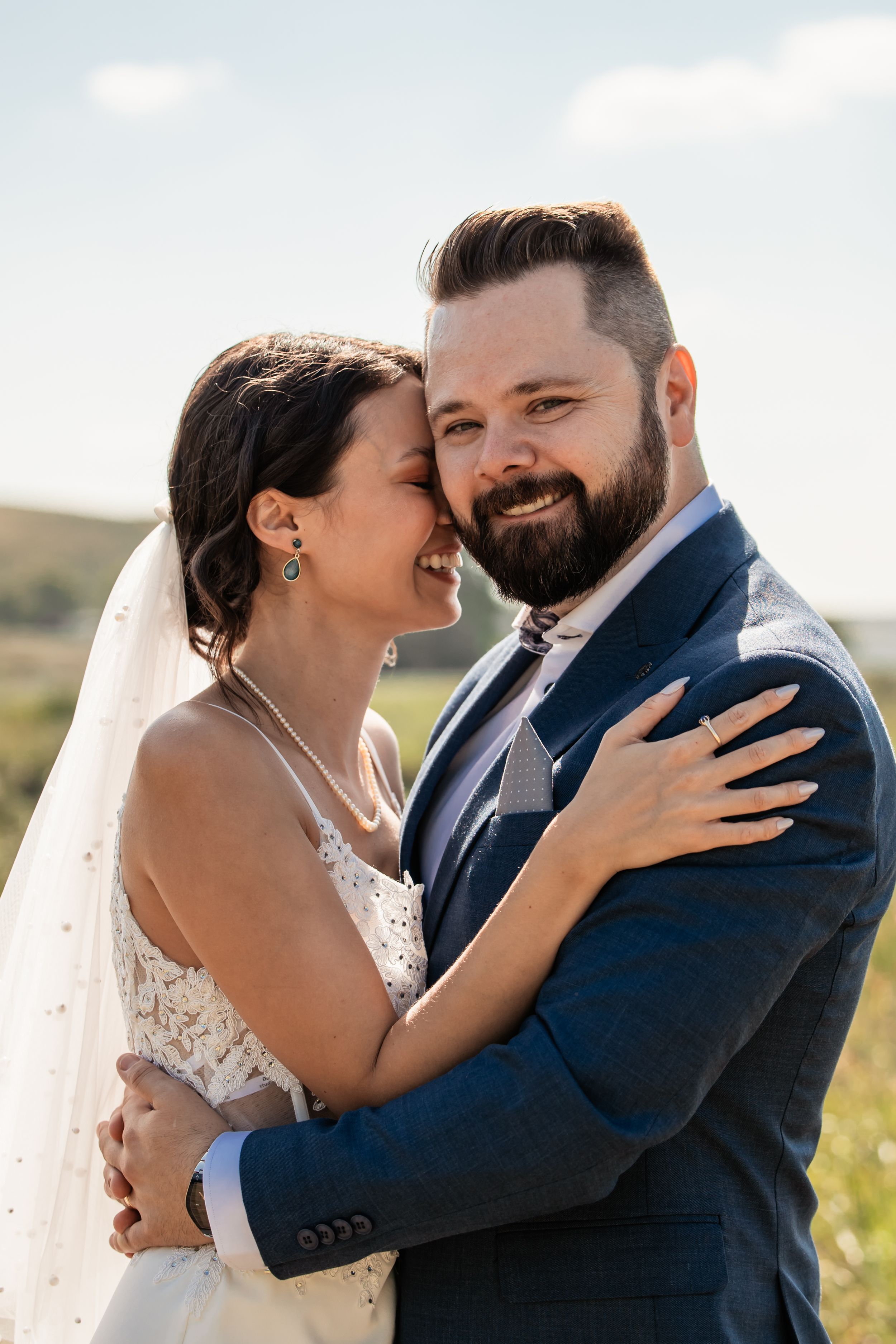 Bride laughing