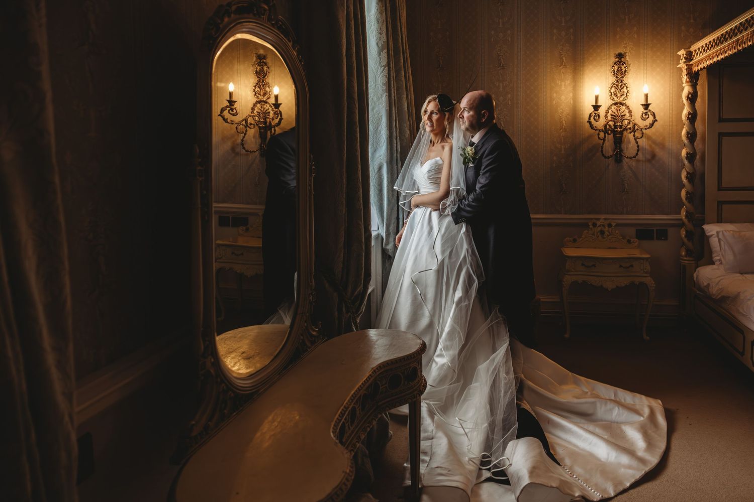 Bride and groom portraits at Norwood Park wedding venue