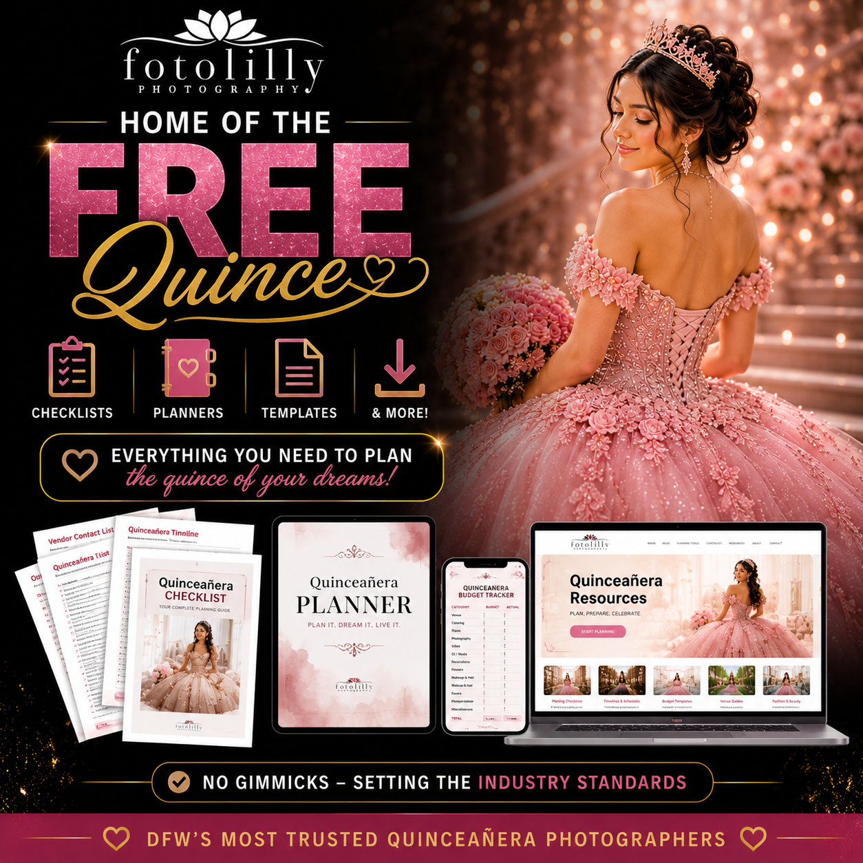 Real Quinceañera photography moments captured by one of Dallas Fort Worth’s most trusted quince photography brands